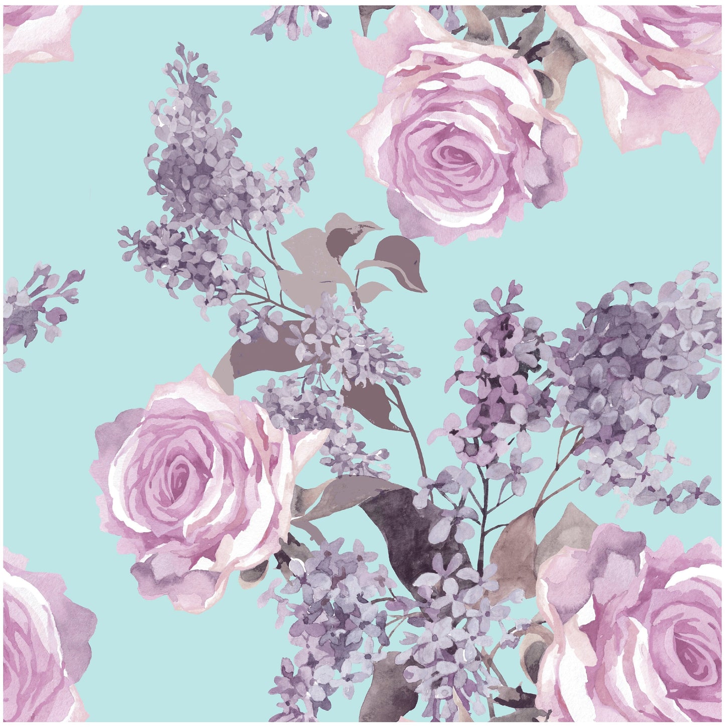 Flowers - Turquois - Decoupage Paper for Furniture - Floral Craft Paper - Wrapping Paper - Tissue Paper - Printed Packing Paper