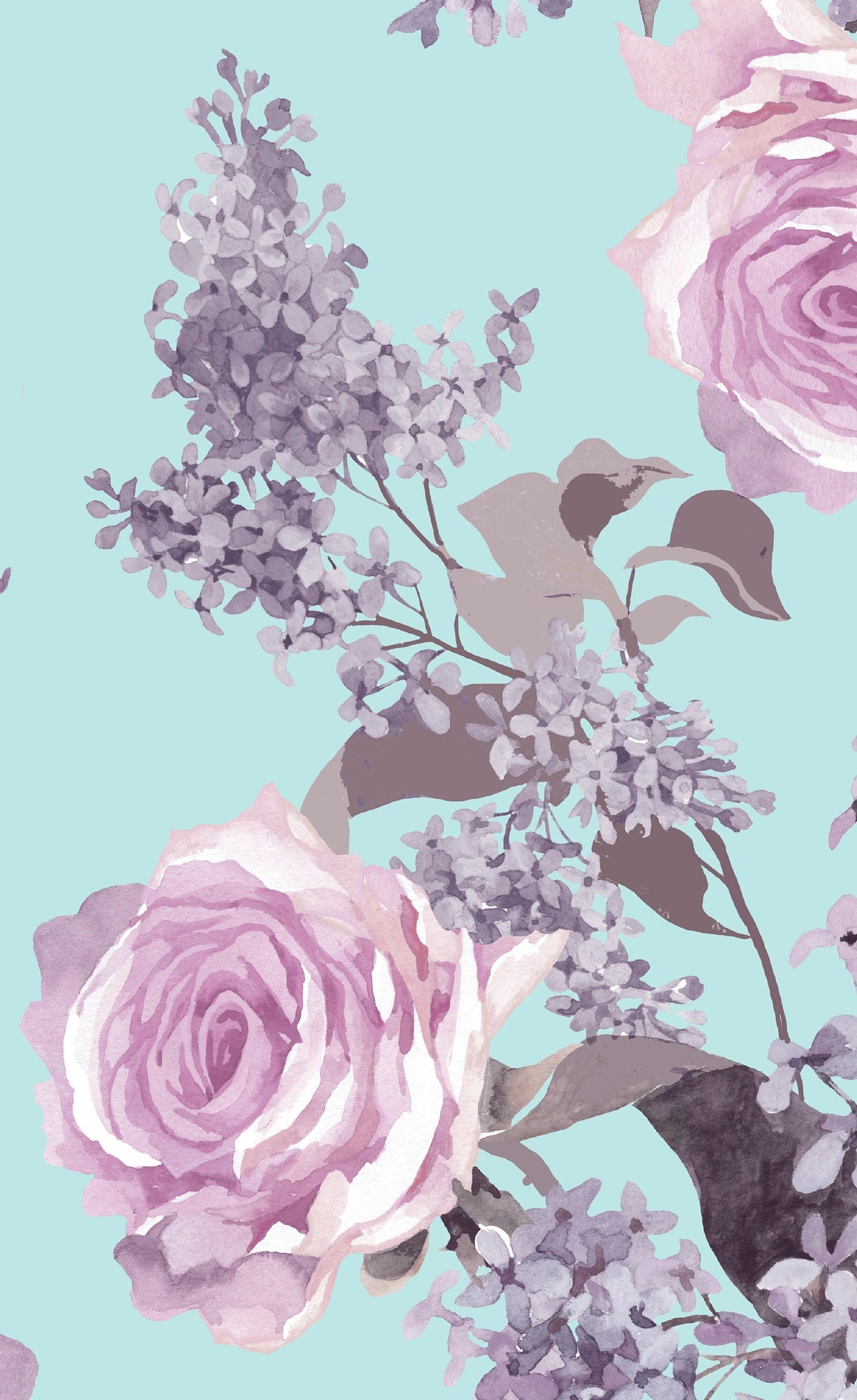 Flowers - Turquois - Decoupage Paper for Furniture - Floral Craft Paper - Wrapping Paper - Tissue Paper - Printed Packing Paper