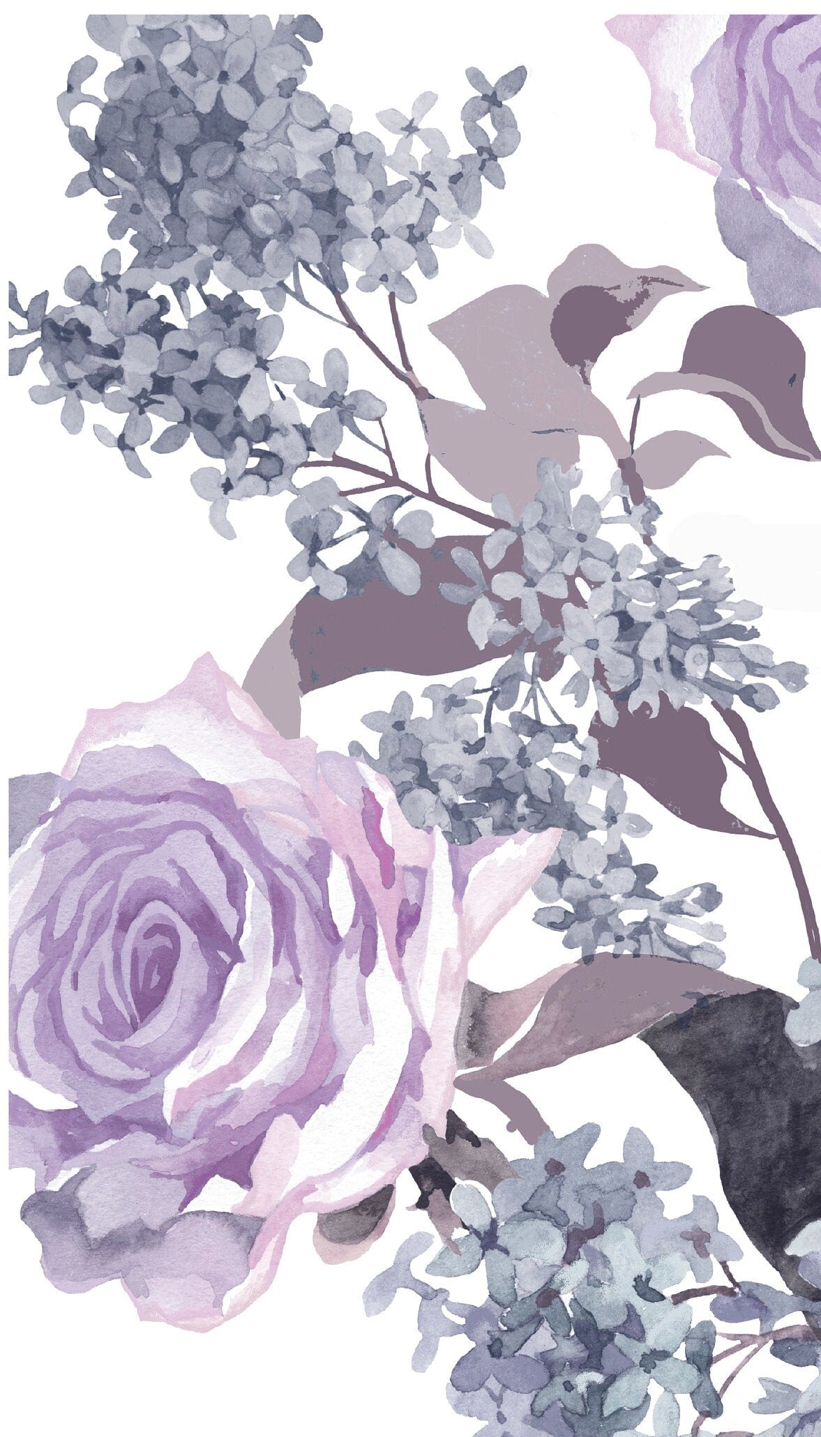 Flowers - Purple Roses - Decoupage Paper for Furniture - Floral Craft Paper - Wrapping Paper - Tissue Paper - Printed Packing Paper