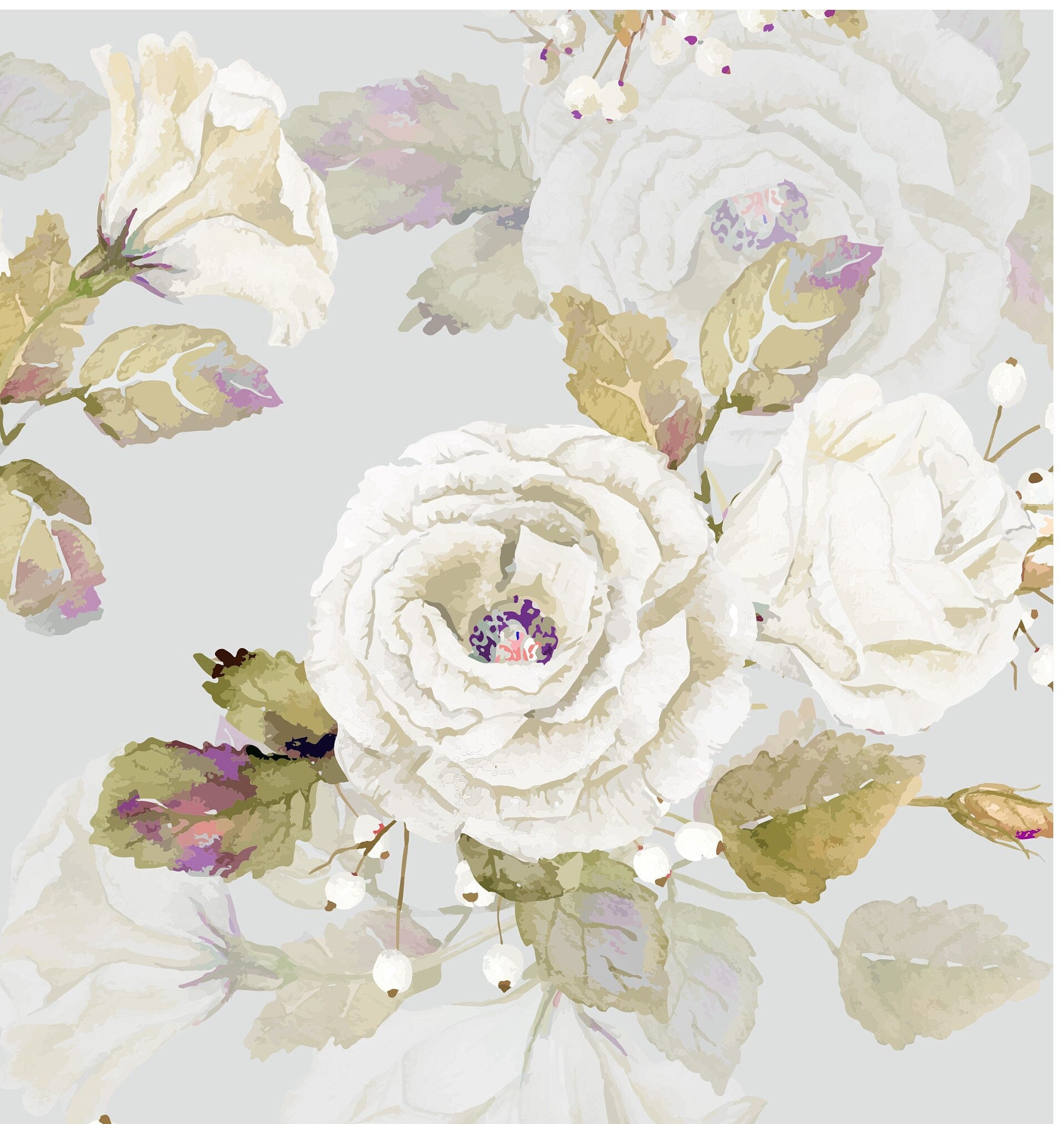 Flowers - White Roses - Decoupage Paper for Furniture - Floral Craft Paper - Wrapping Paper - Tissue Paper - Printed Packing Paper