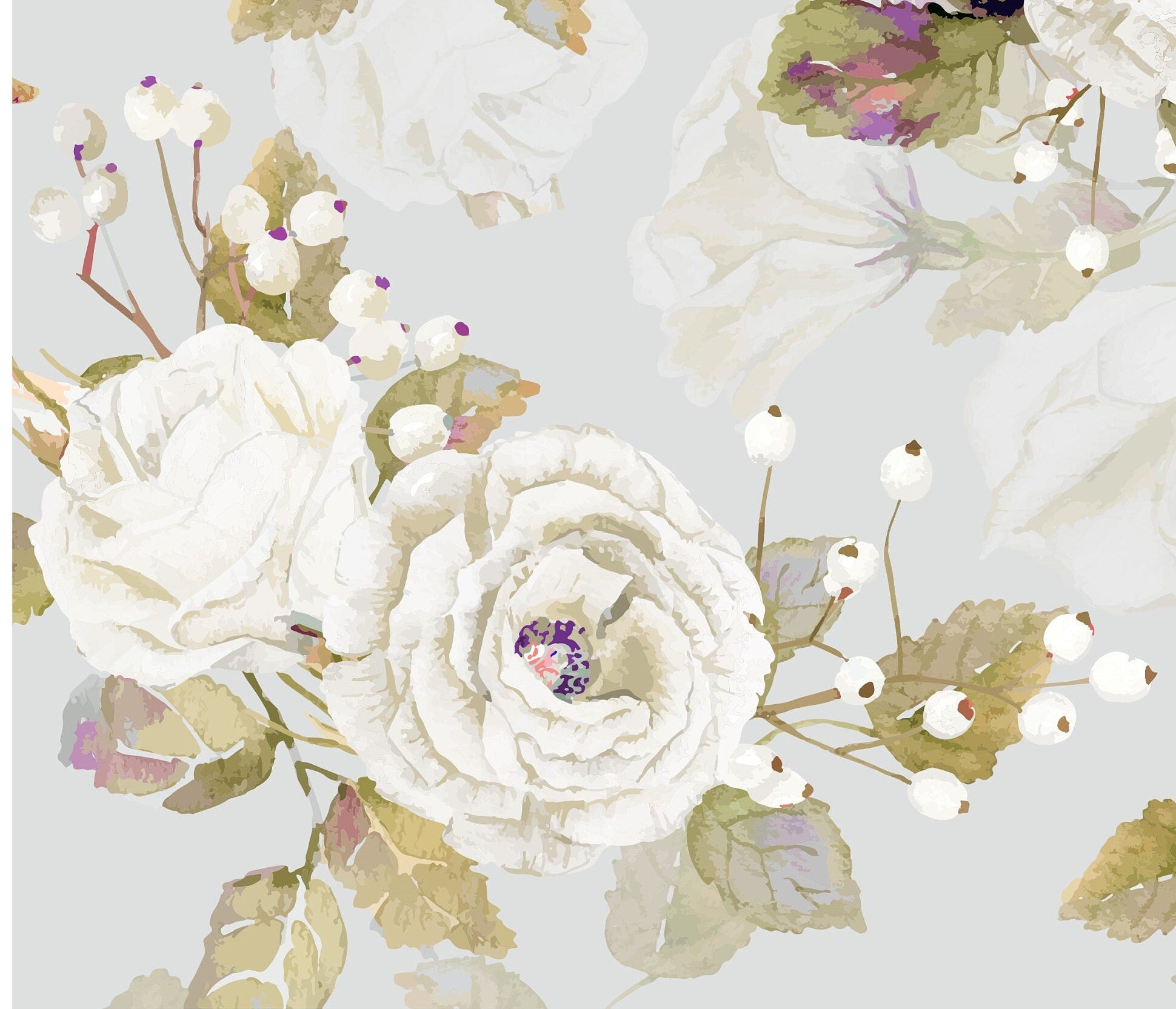 Flowers - White Roses - Decoupage Paper for Furniture - Floral Craft Paper - Wrapping Paper - Tissue Paper - Printed Packing Paper