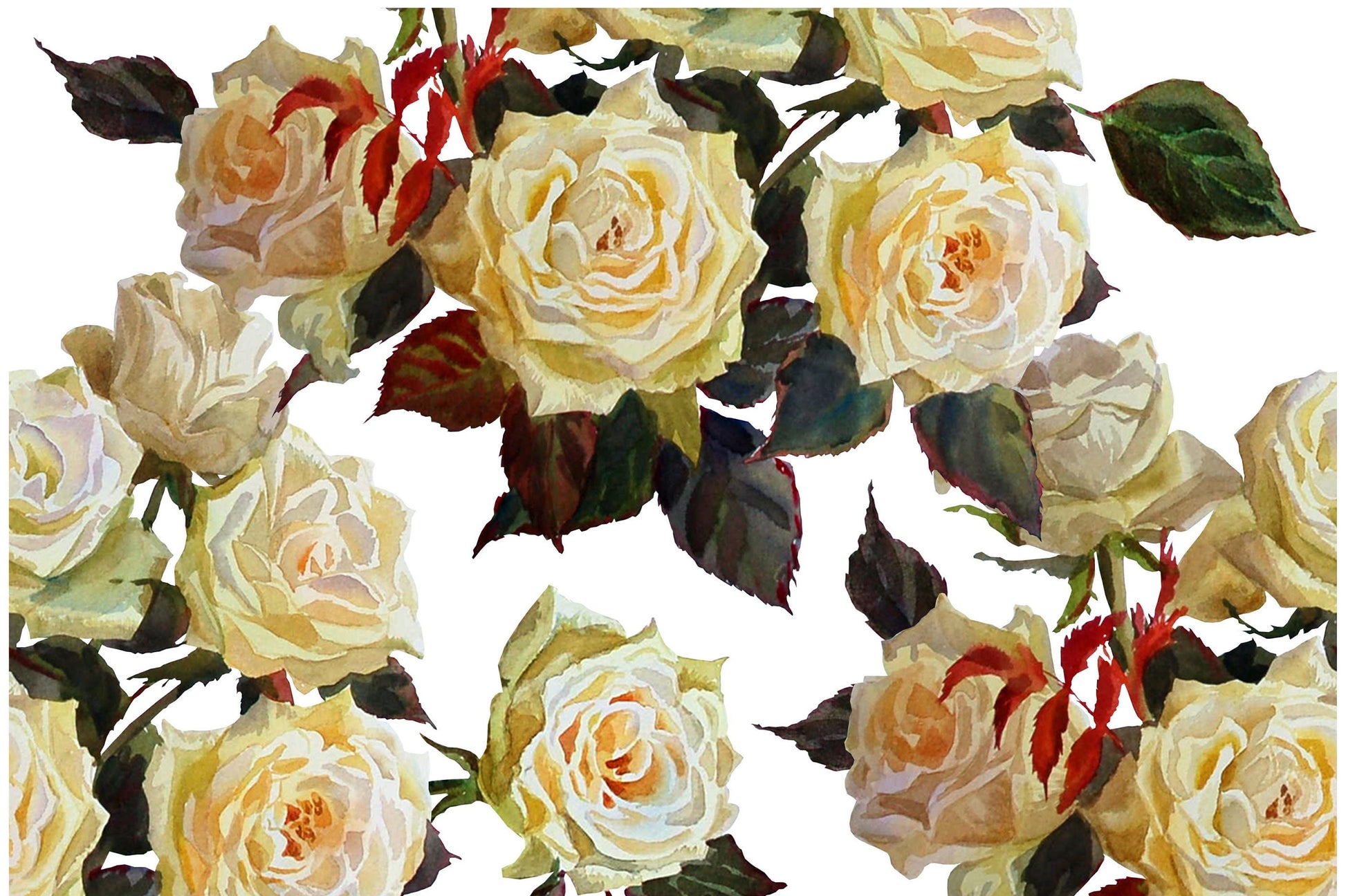 White Roses - Large Decoupage Paper for Furniture - Floral Craft Paper - Wrapping Paper - Tissue Paper - Printed Packing Paper