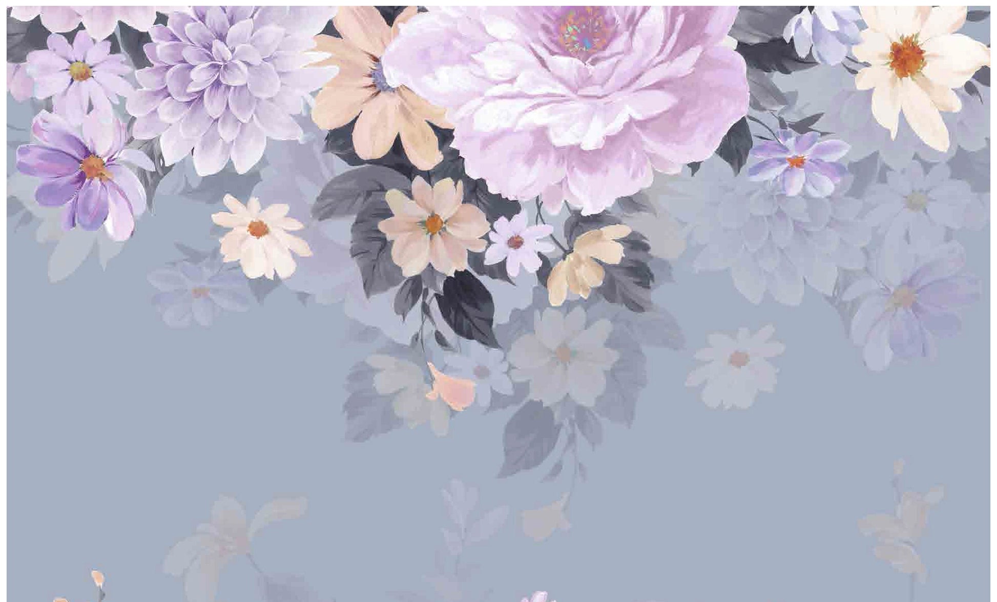 White and Purple Flowers - Large Decoupage Paper for Furniture - Floral Craft Paper - Wrapping Paper - Tissue Paper - Printed Packing Paper