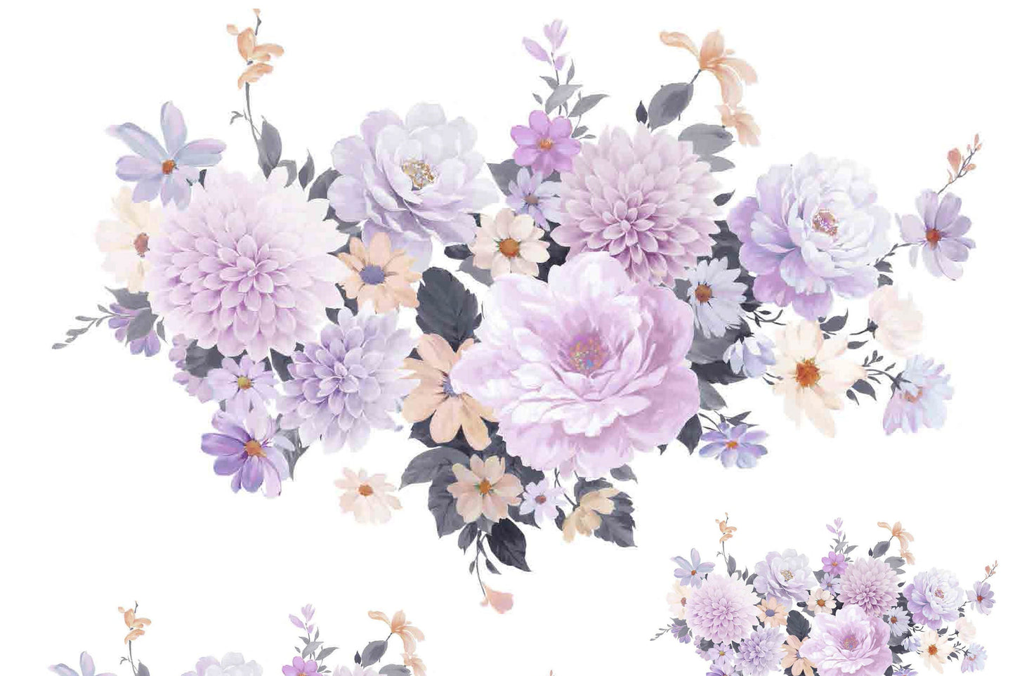 White and Purple Flowers - Large Decoupage Paper for Furniture - Floral Craft Paper - Wrapping Paper - Tissue Paper - Printed Packing Paper