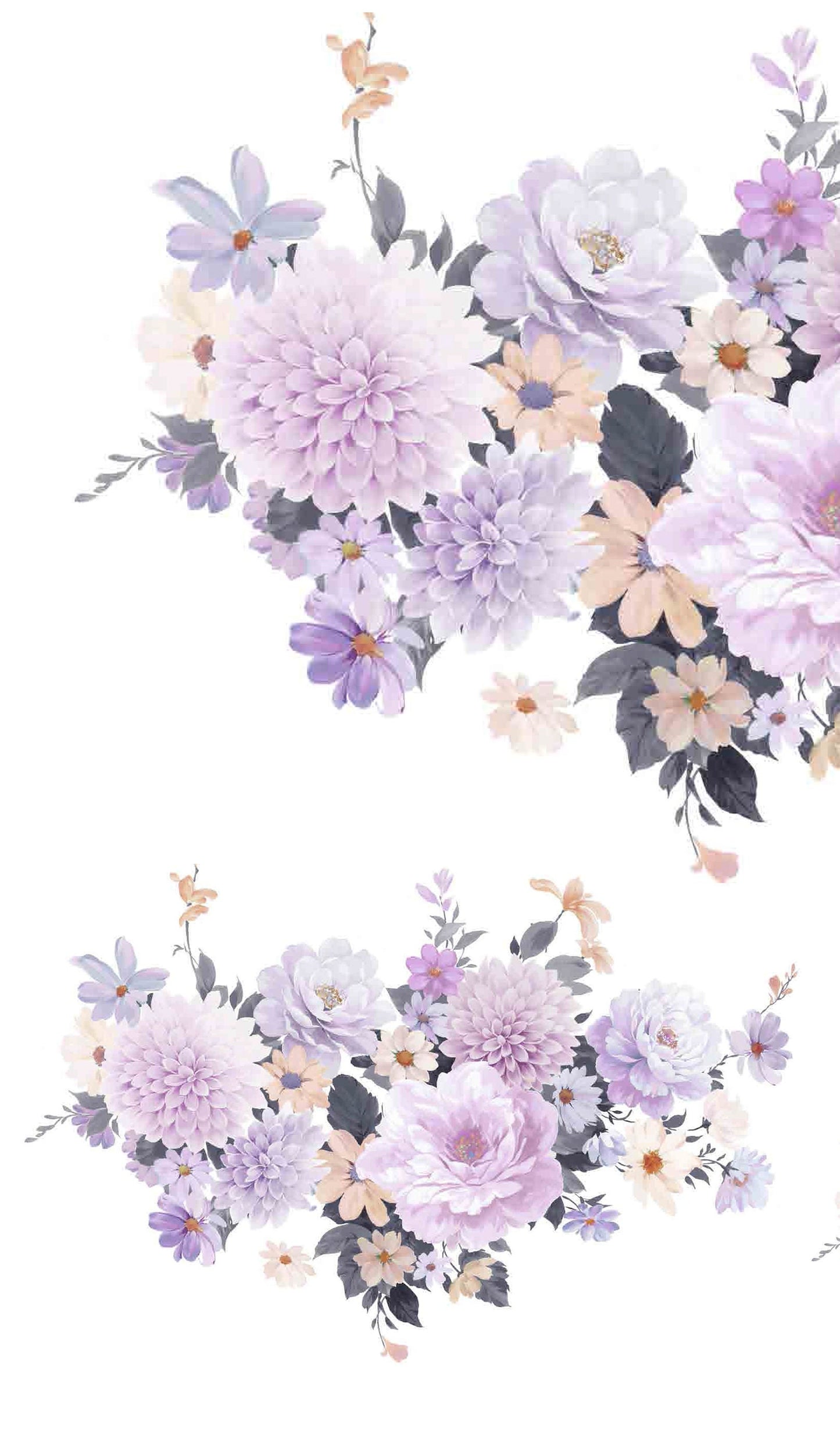 White and Purple Flowers - Large Decoupage Paper for Furniture - Floral Craft Paper - Wrapping Paper - Tissue Paper - Printed Packing Paper