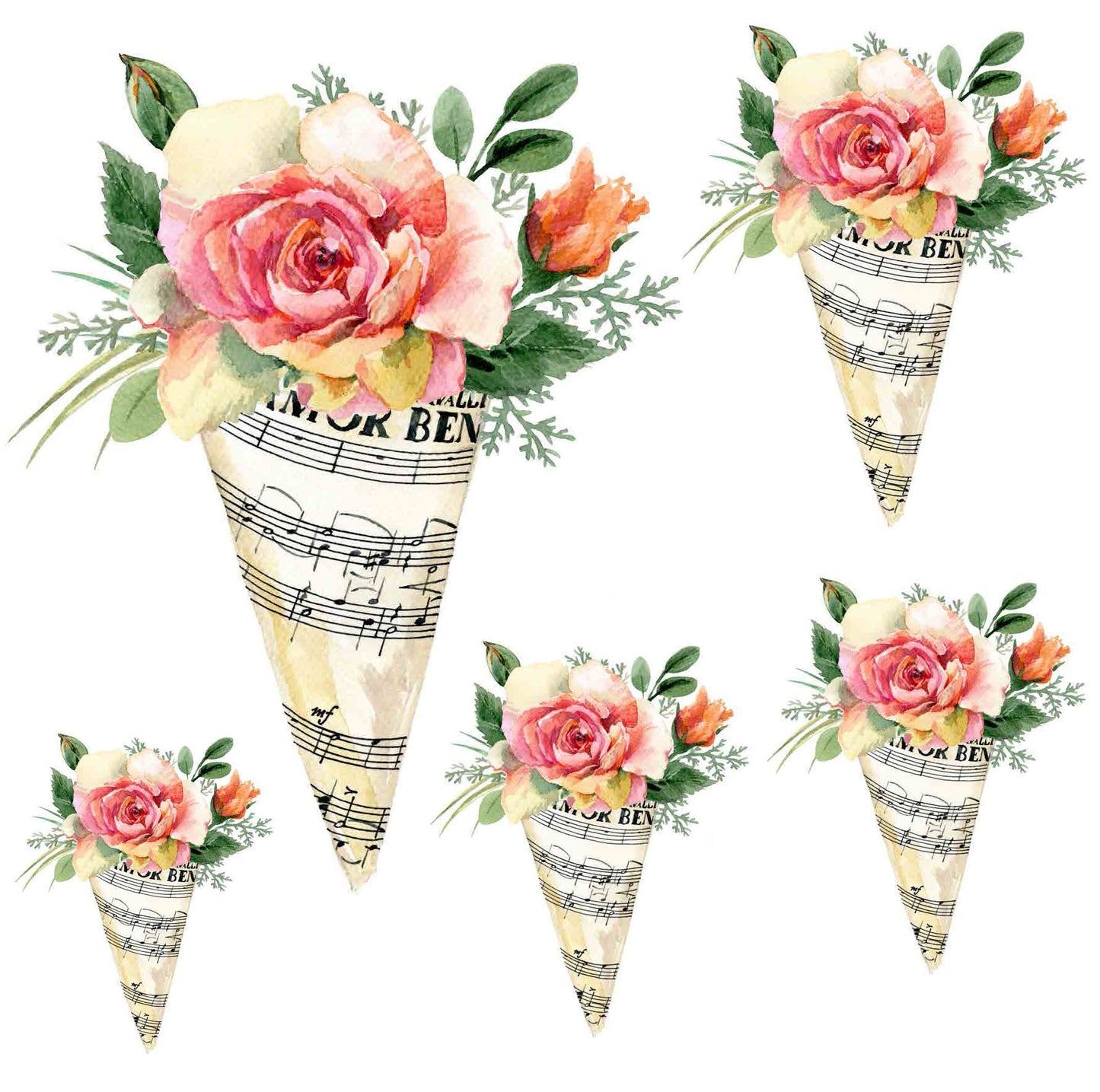 Bouquet of Roses - Large Decoupage Paper for Furniture - Floral Craft Paper - Wrapping Paper - Tissue Paper - Printed Packing Paper