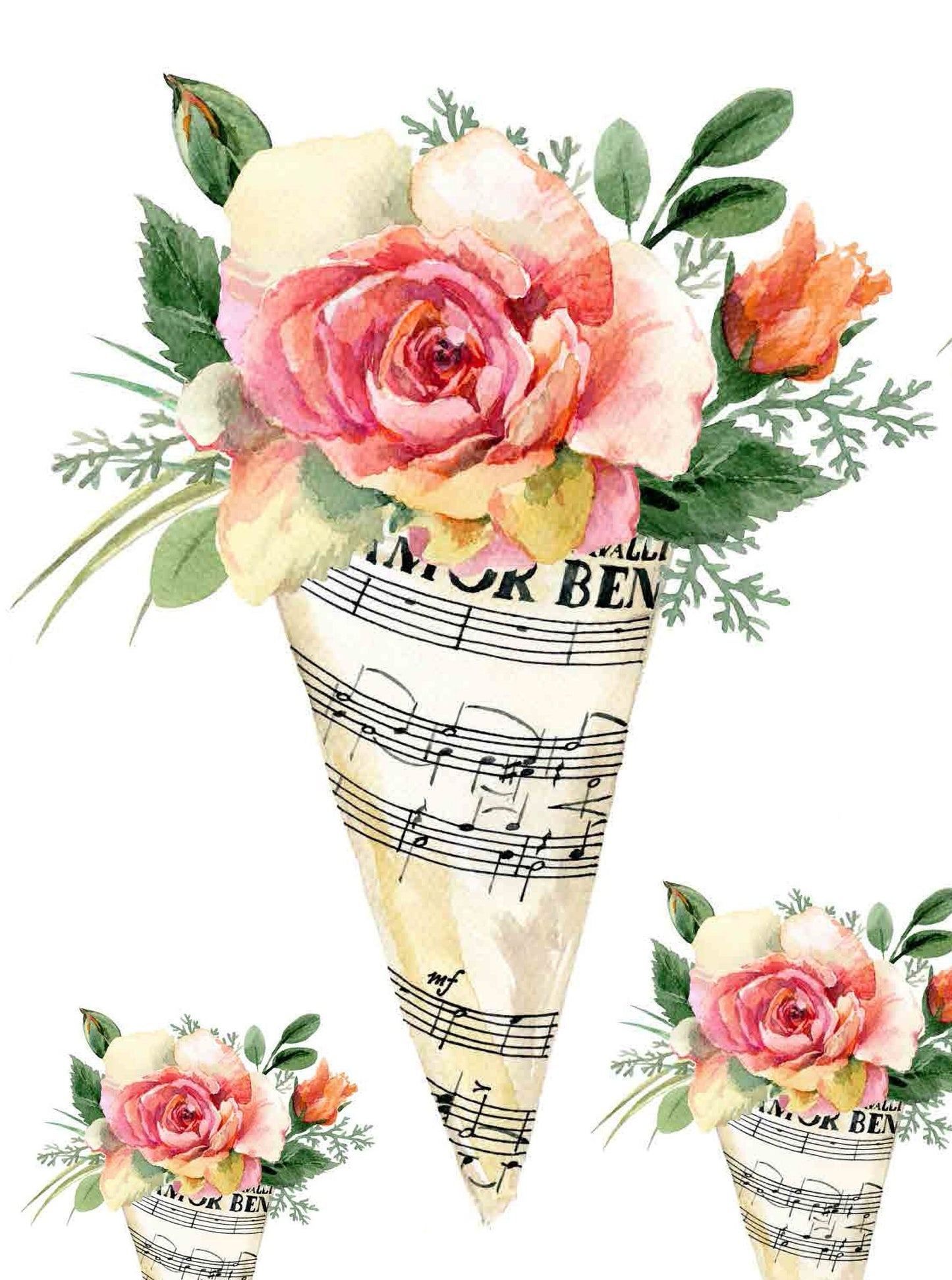 Bouquet of Roses - Large Decoupage Paper for Furniture - Floral Craft Paper - Wrapping Paper - Tissue Paper - Printed Packing Paper