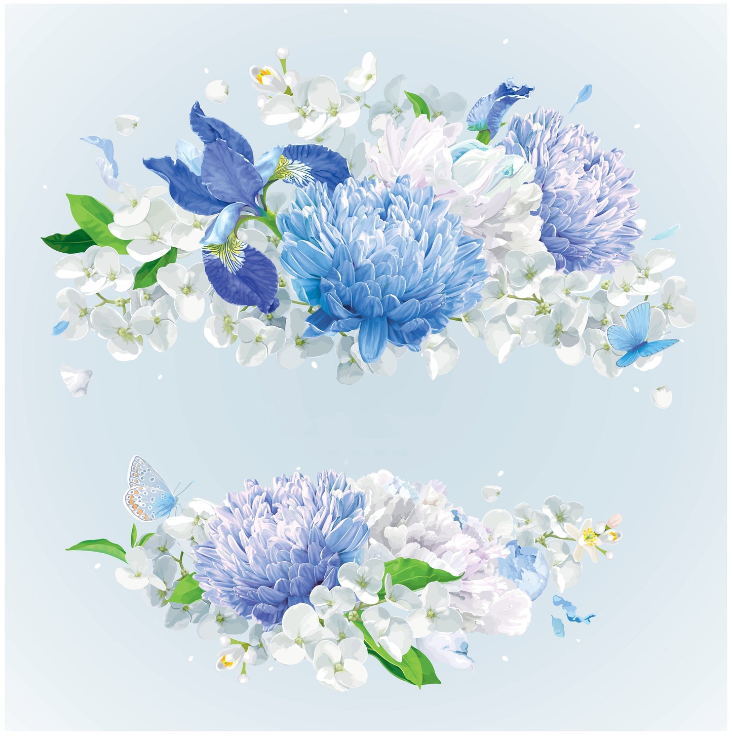 Blue Flowers - Decoupage Paper for Furniture - Floral Craft Paper - Tissue Paper - Rice Paper Decoupage