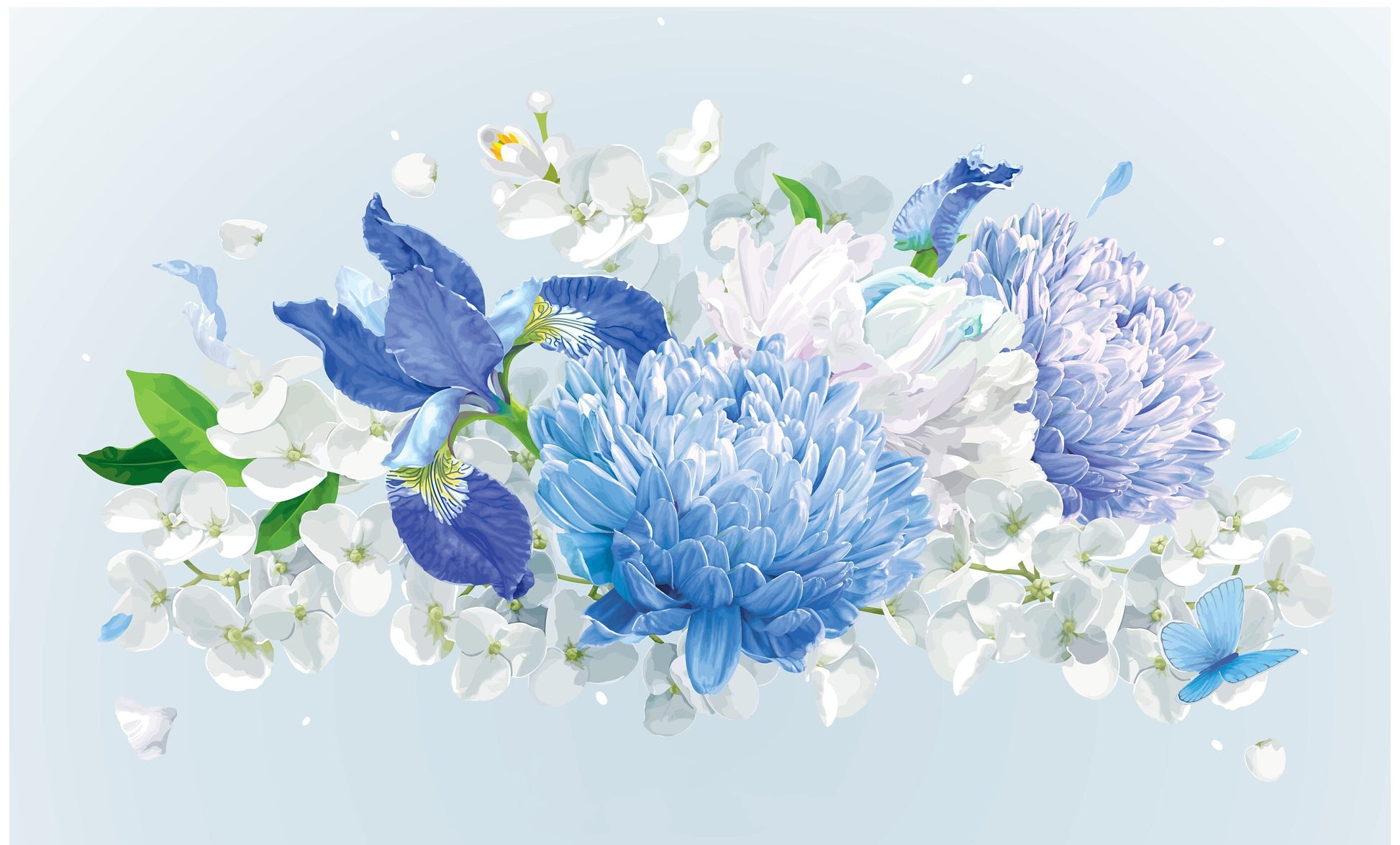Blue Flowers - Decoupage Paper for Furniture - Floral Craft Paper - Tissue Paper - Rice Paper Decoupage