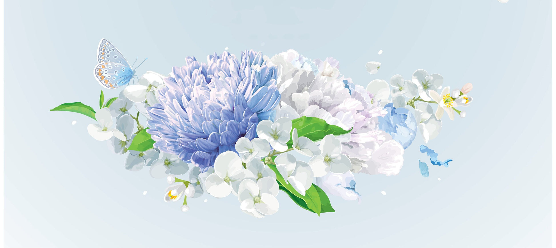 Blue Flowers - Decoupage Paper for Furniture - Floral Craft Paper - Tissue Paper - Rice Paper Decoupage