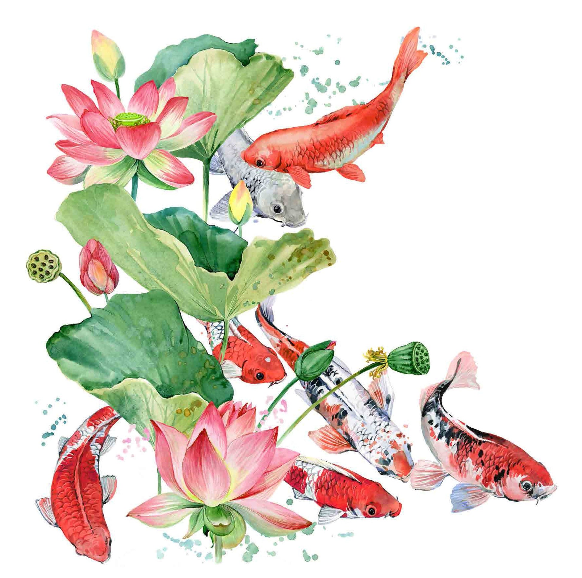 Exotic Fish - Decoupage Paper for Furniture - Floral Craft Paper - Tissue Paper - Rice Paper Decoupage - Decoupage Paper Vintage - Orange