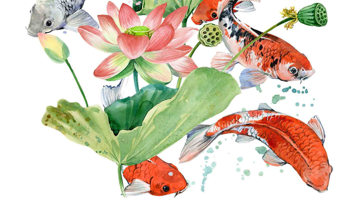 Fishes and Plants - Decoupage Paper for Furniture - Floral Craft Paper - Tissue Paper - Rice Paper Decoupage - Decoupage Paper Vintage