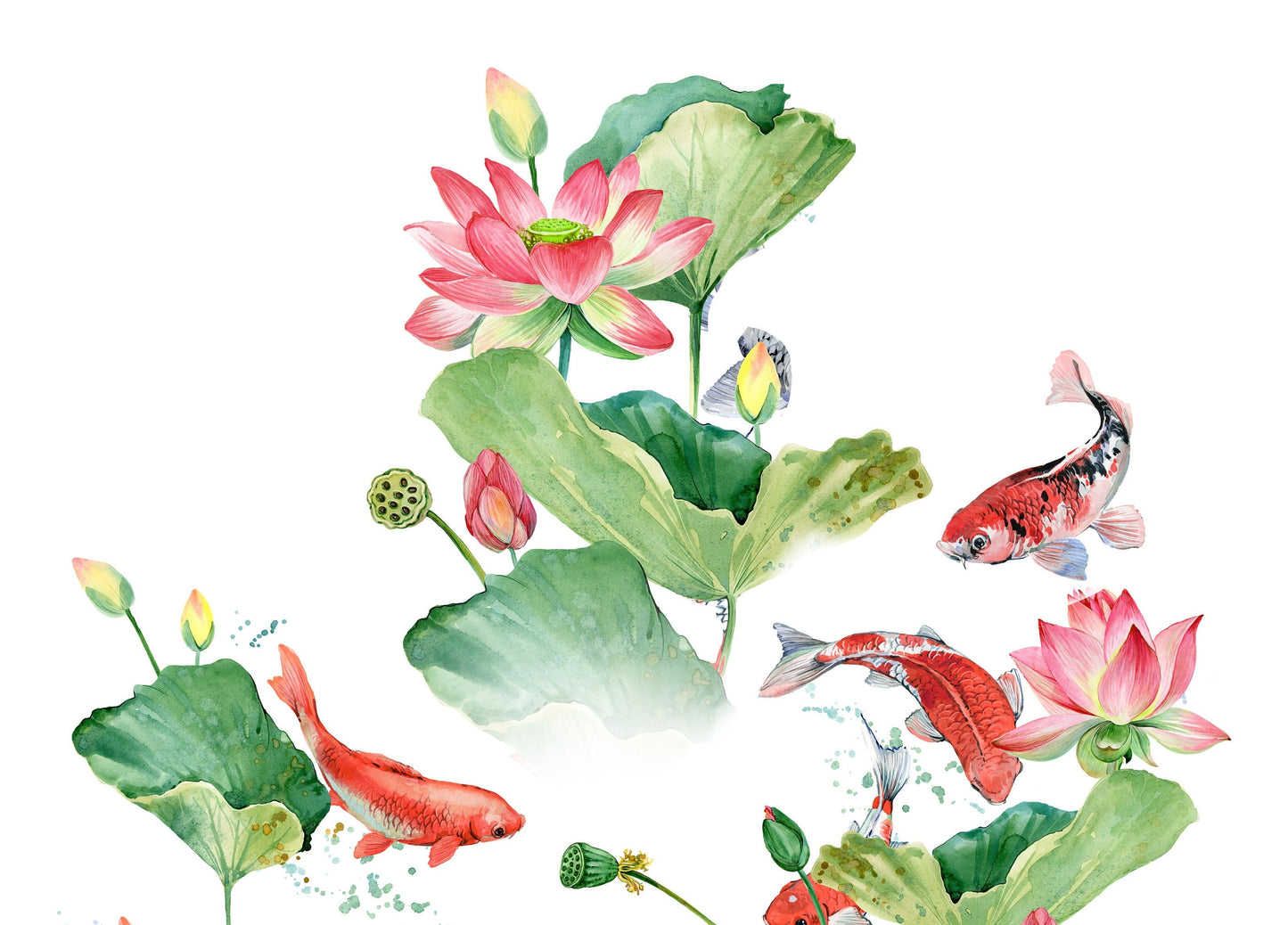 Fish and Plants - Decoupage Paper for Furniture - Floral Craft Paper - Tissue Paper - Rice Paper Decoupage - Decoupage Paper Vintage