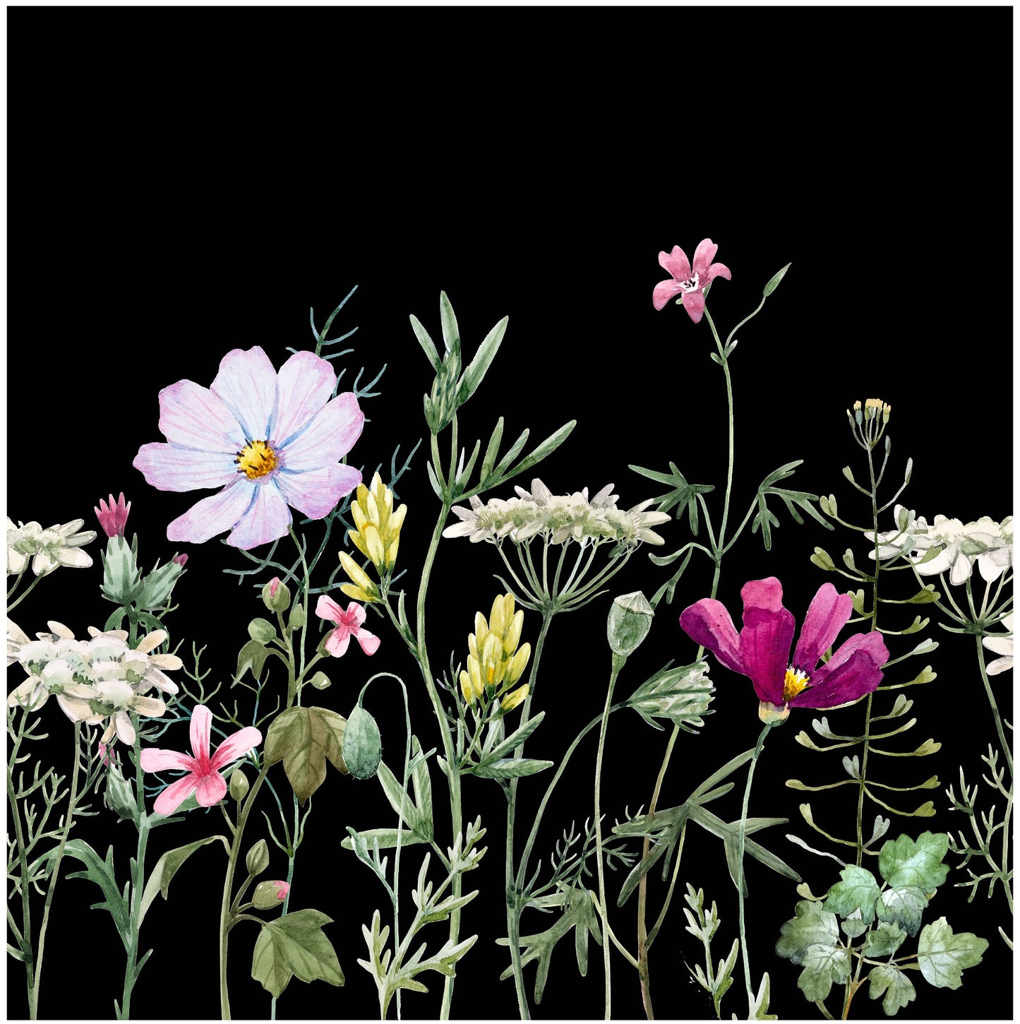 Spring Flowers - Decoupage Paper for Furniture - Floral Craft Paper - Tissue Paper - Rice Paper Decoupage - Decoupage Paper Vintage - Black