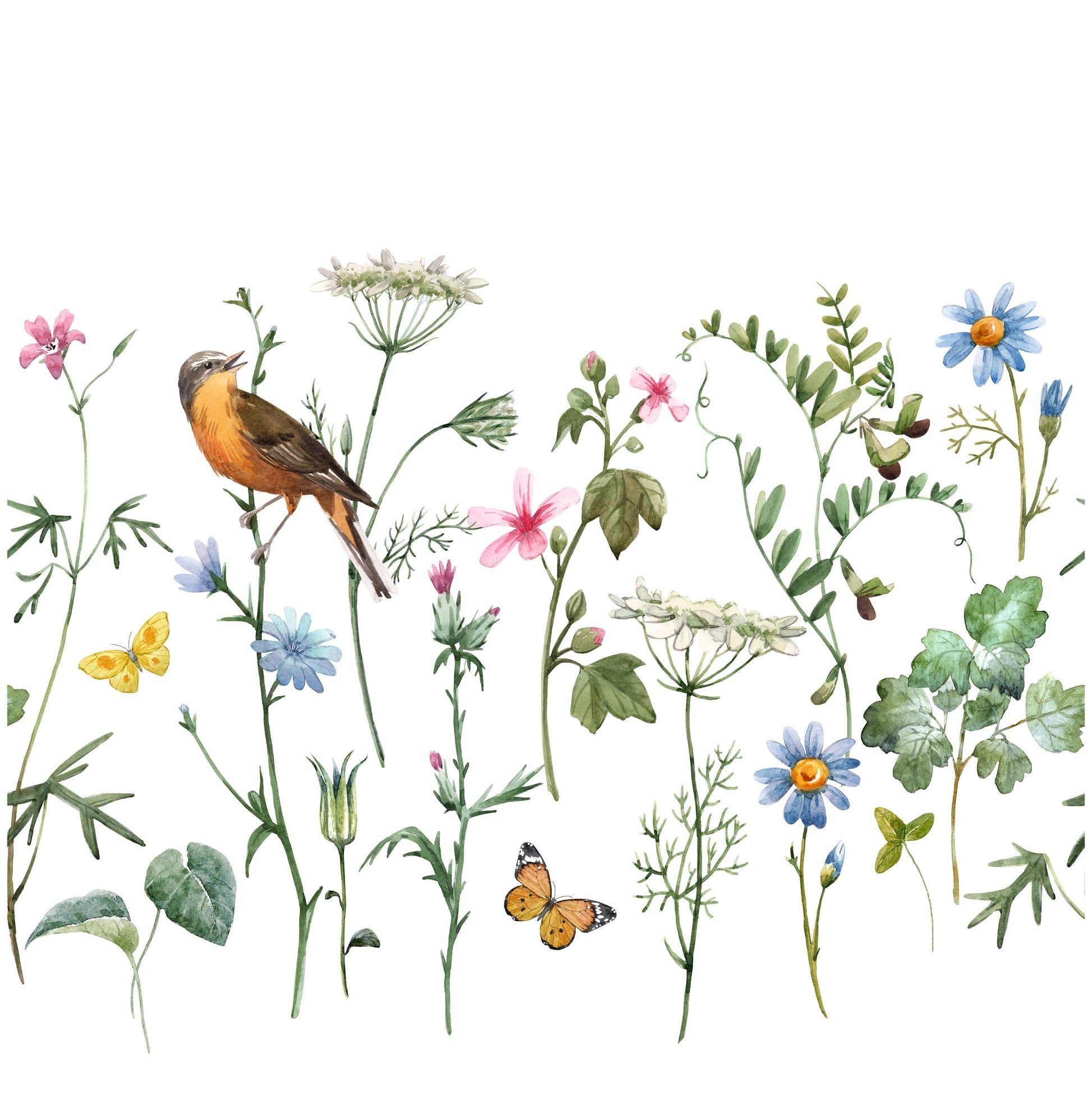 Bird - Spring Flowers - Decoupage Paper for Furniture - Floral Craft Paper - Tissue Paper - Rice Paper Decoupage - Decoupage Paper Minimal