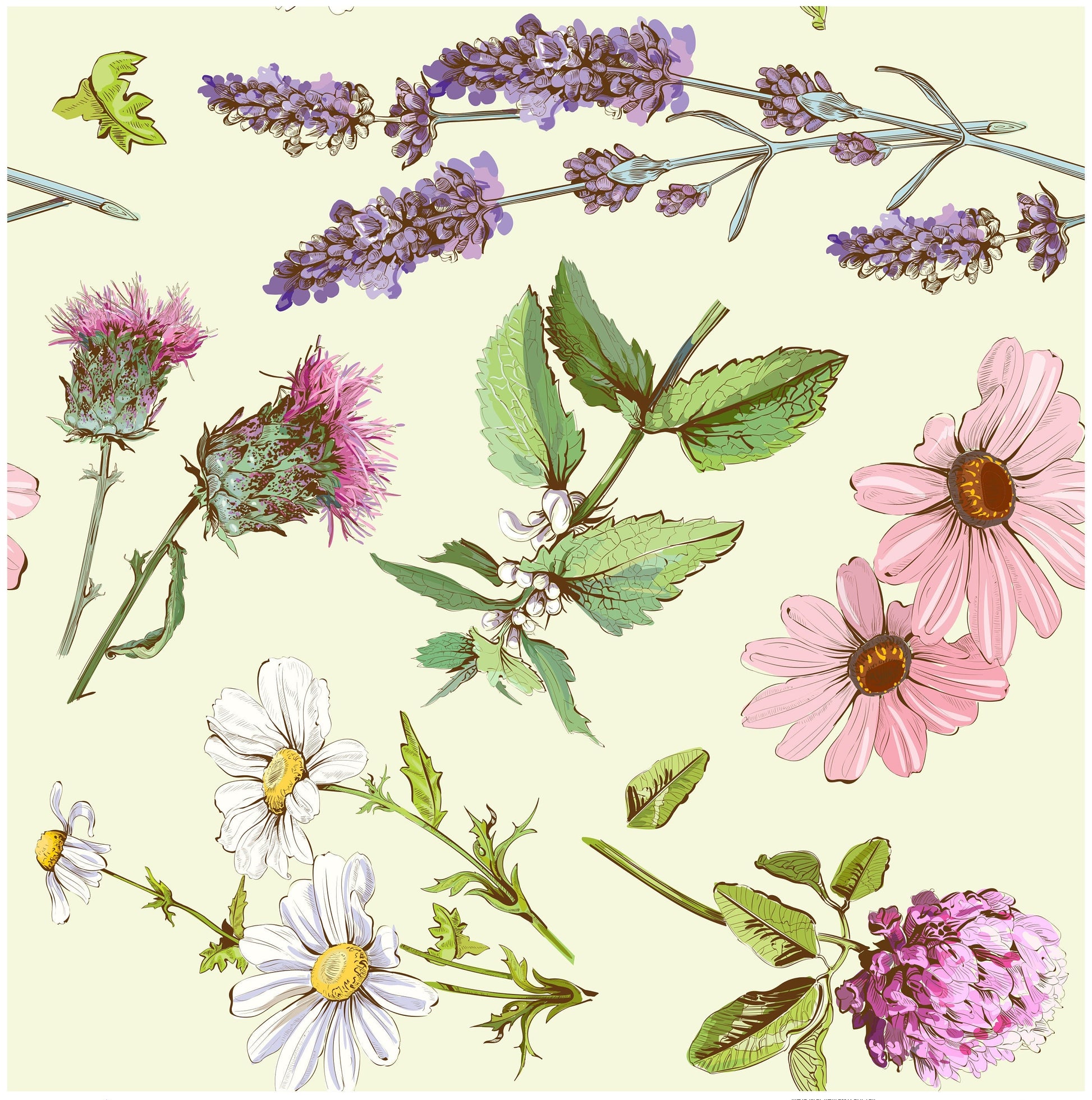 Decoupage Paper for Furniture - Rice Paper Decoupage - Large Decoupage Paper - Daisy Floral Decoupage - Green - Pink