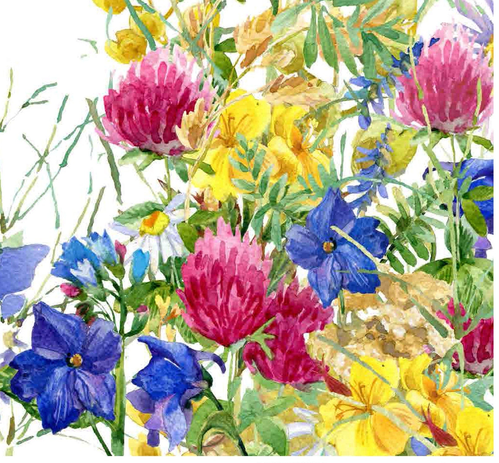 Colorful Flowers Watercolor - Decoupage Paper for Furniture - Floral Craft Paper - Tissue Paper - Rice Paper Decoupage