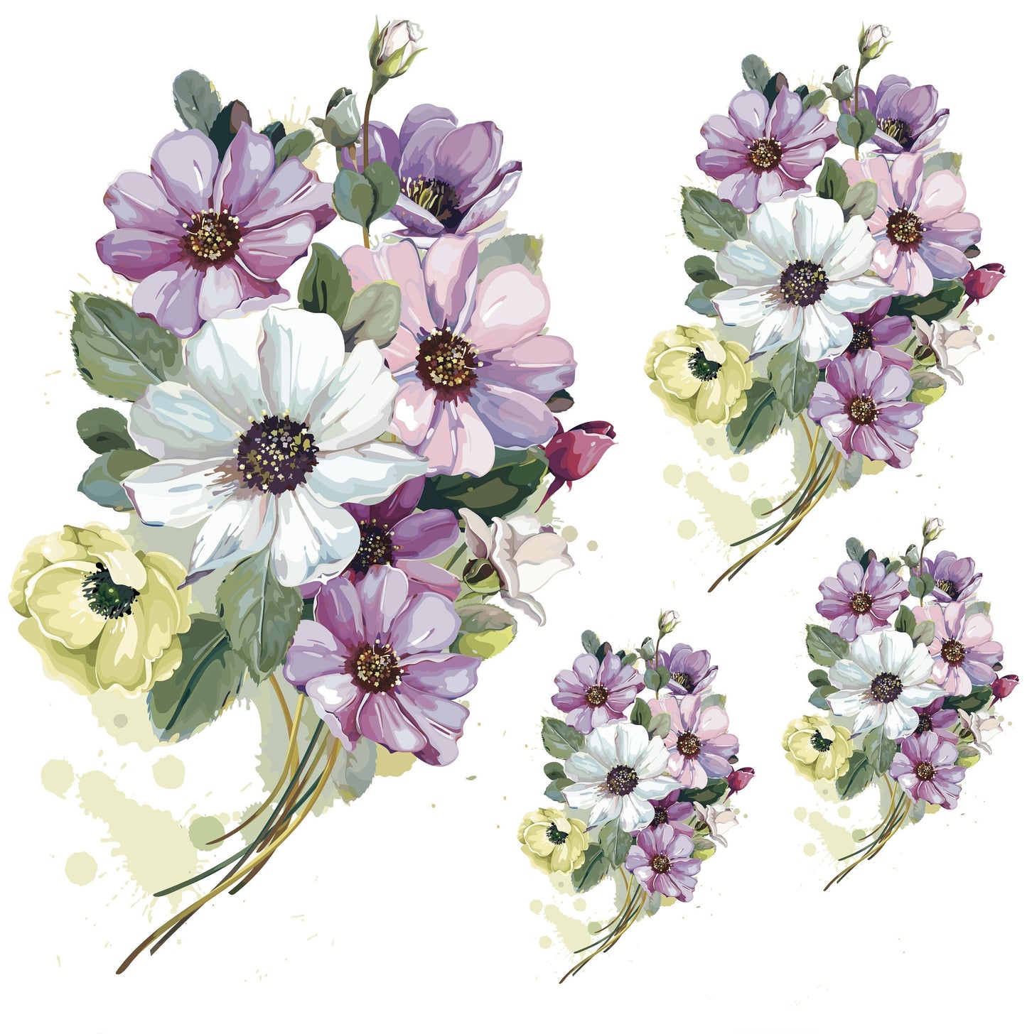 Colorful Flowers Watercolor - Decoupage Paper for Furniture - Floral Craft Paper - Tissue Paper - Rice Paper Decoupage