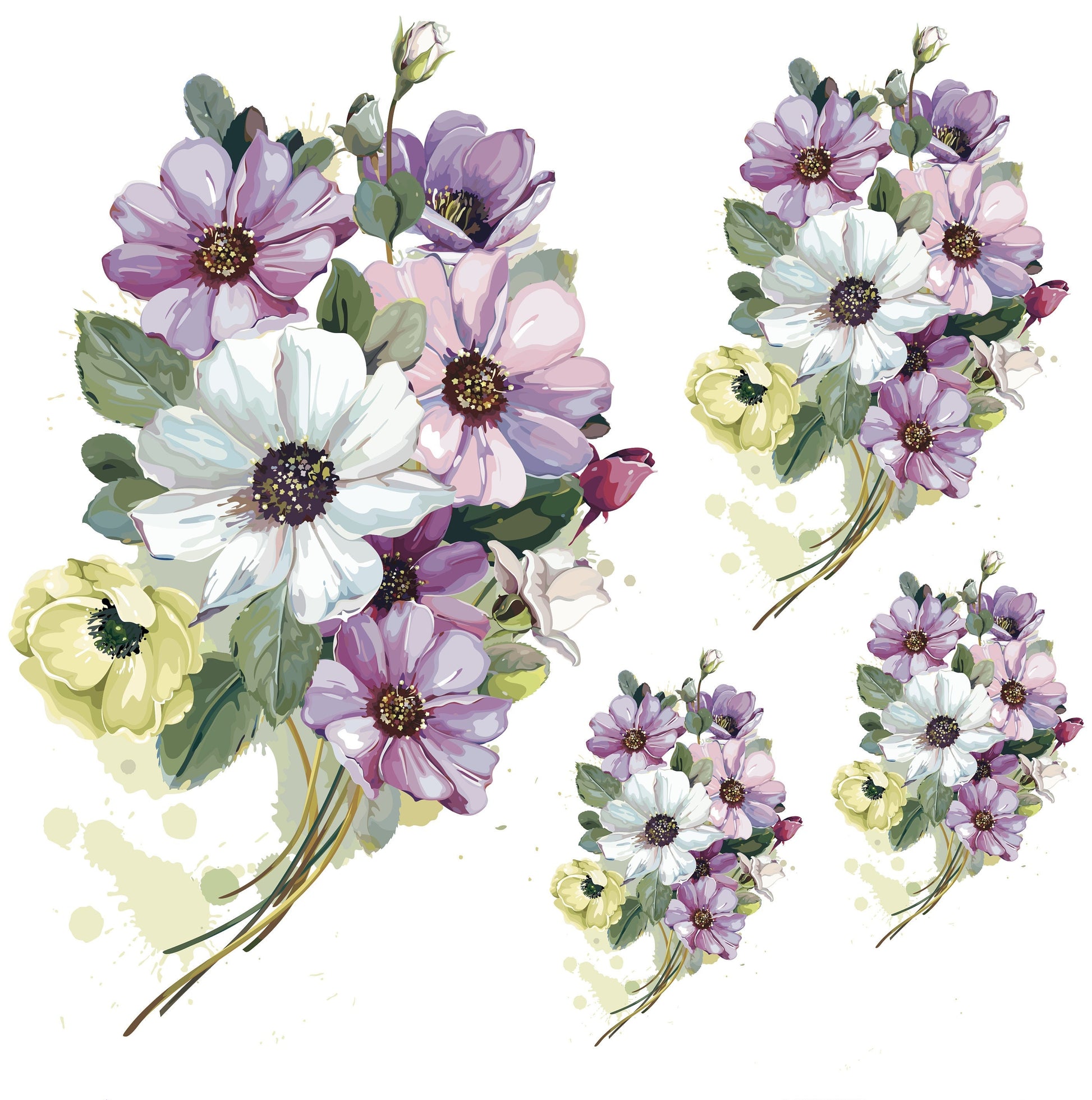 Colorful Flowers Watercolor - Decoupage Paper for Furniture - Floral Craft Paper - Tissue Paper - Rice Paper Decoupage