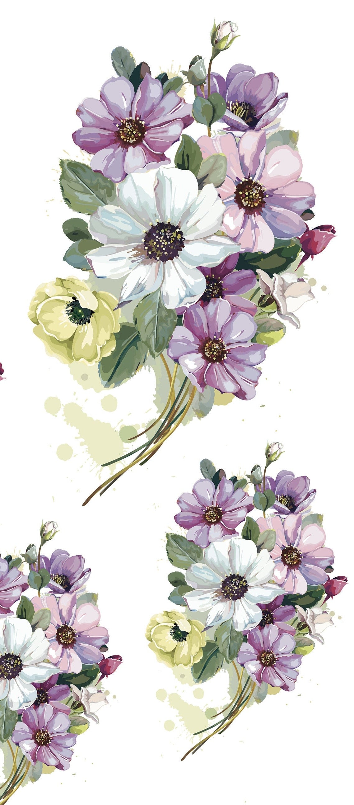 Colorful Flowers Watercolor - Decoupage Paper for Furniture - Floral Craft Paper - Tissue Paper - Rice Paper Decoupage
