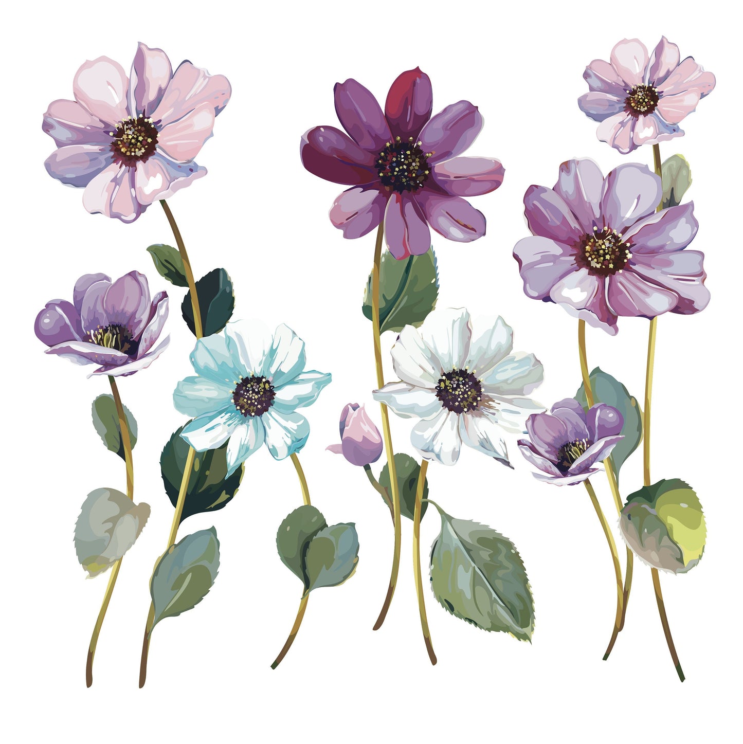 Flowers Watercolor - Decoupage Paper for Furniture - Floral Craft Paper - Tissue Paper - Rice Paper Decoupage - Windflower