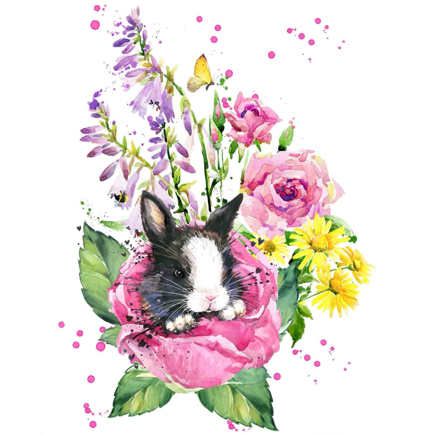 Bunny - Floral Decoupage Paper for Furniture - Floral Craft Paper - Tissue Paper - Rice Paper Decoupage