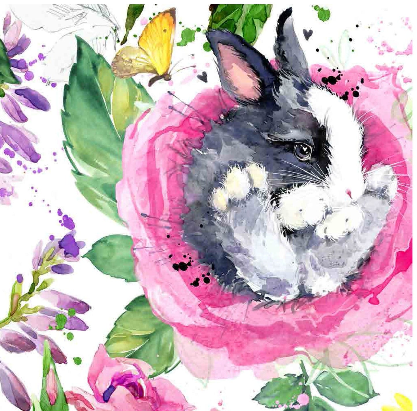 Bunny - Floral Decoupage Paper for Furniture - Floral Craft Paper - Tissue Paper - Rice Paper Decoupage - Rabbit