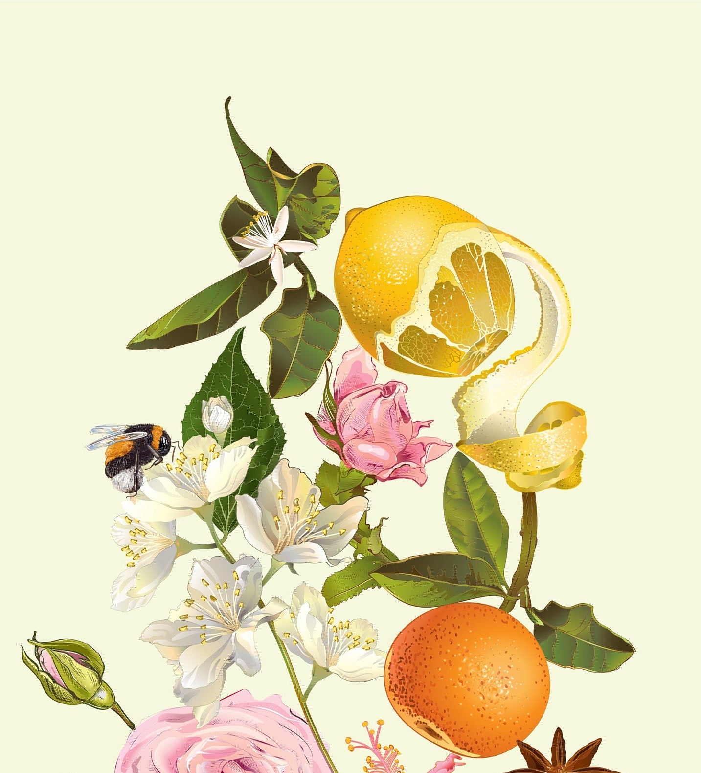 Decoupage Paper for Furniture - Rice Paper Decoupage - Large Decoupage Paper - Fruit Orange Lemon Herbal Decoupage