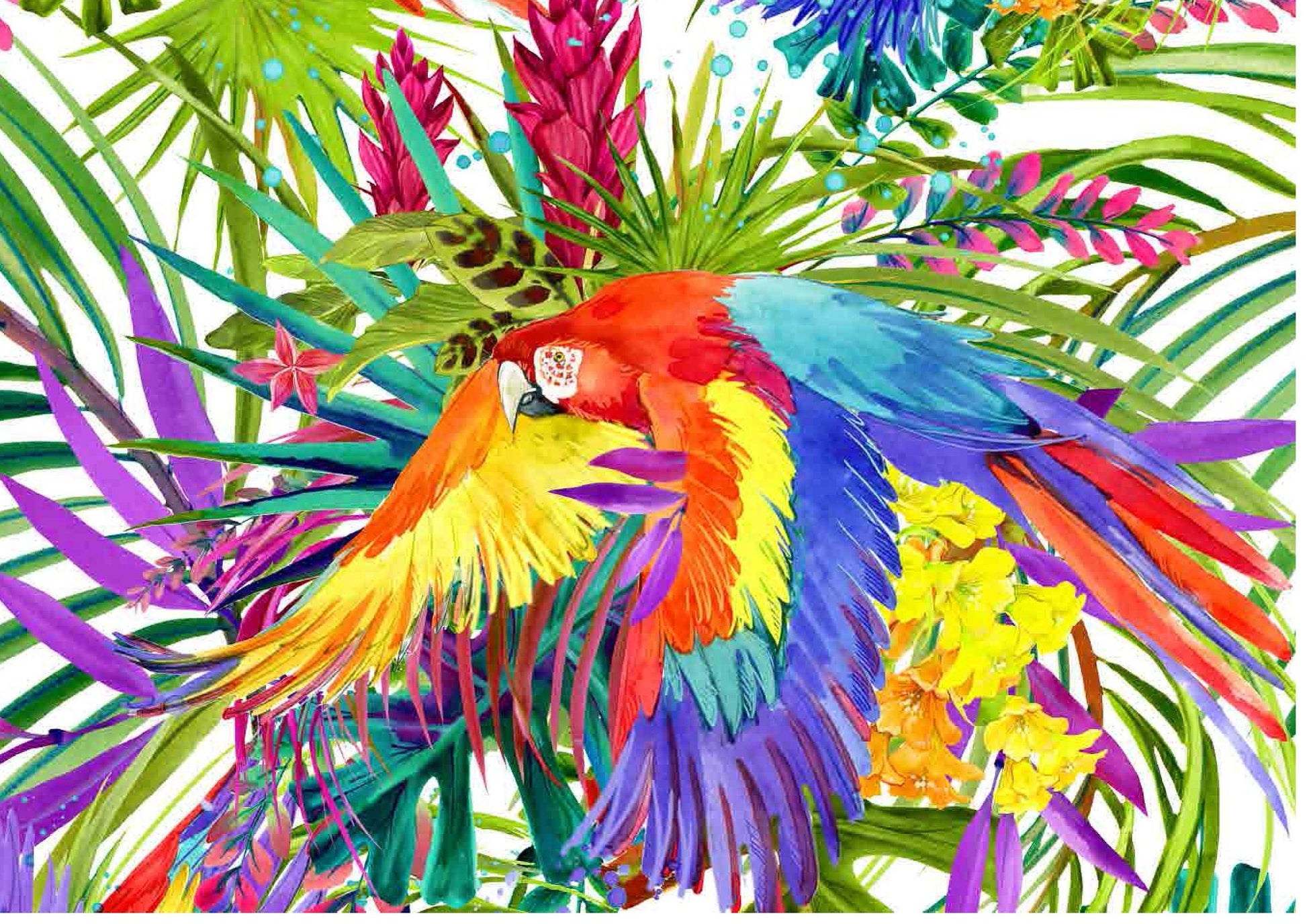 Parrots - Decoupage Paper for Furniture - Rice Paper Decoupage - Large Decoupage Paper - Tropical Birds Decoupage