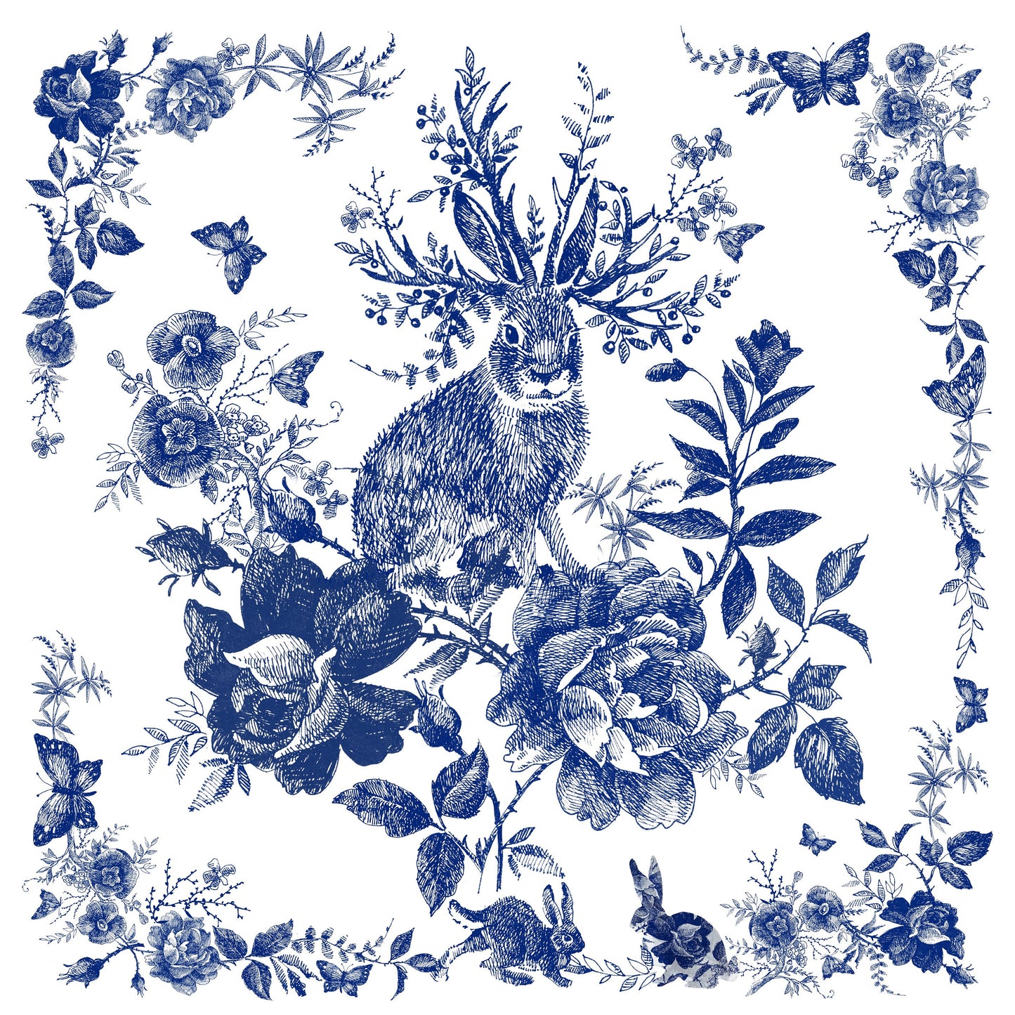 blue rabbit decoupage
