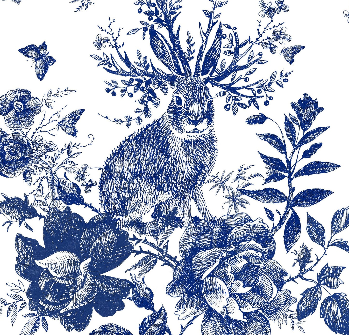 Blue Decoupage Paper for Furniture - Rice Paper Decoupage - Large Decoupage Paper Vintage - Rabbit Decoupage