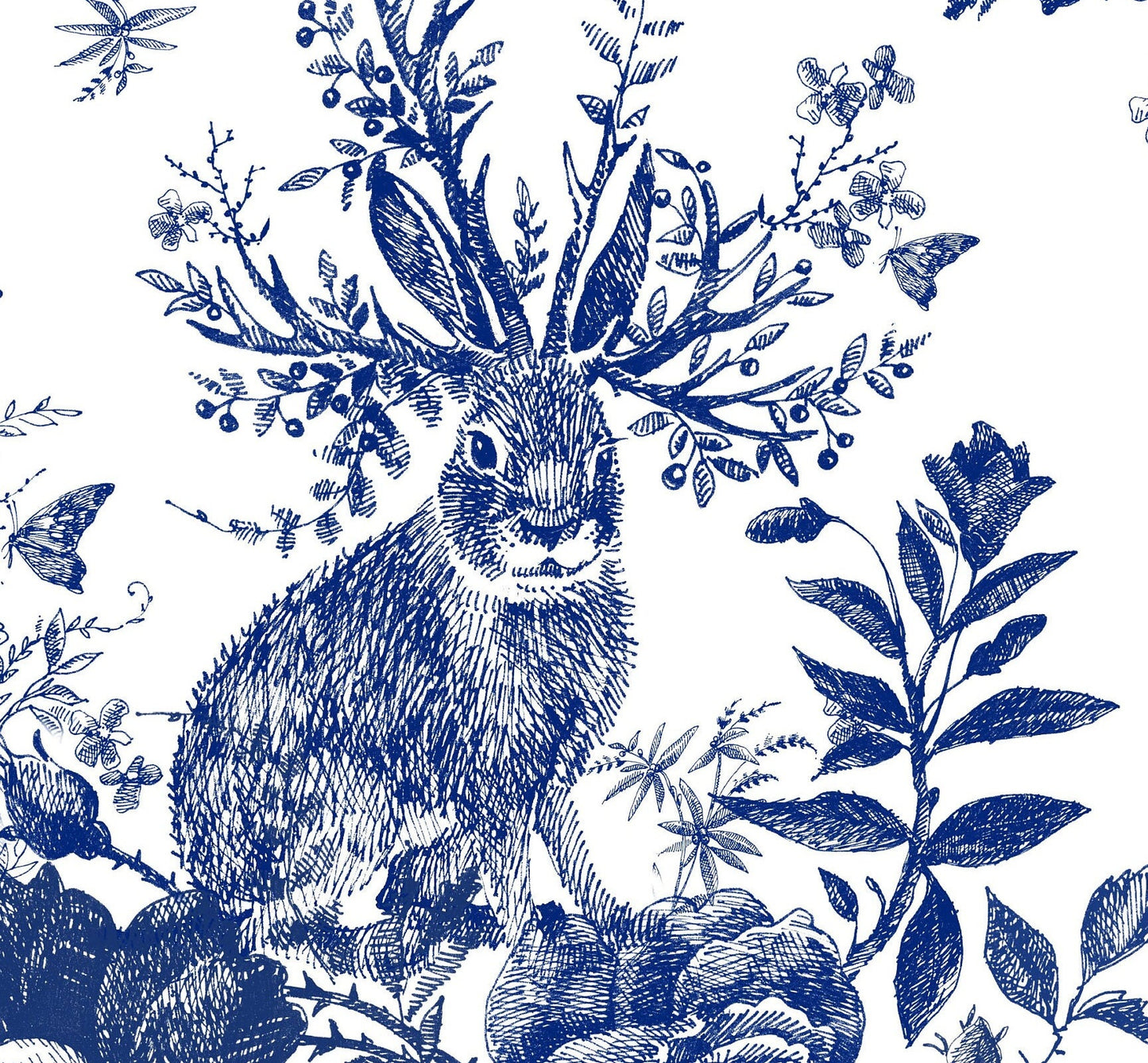 Blue Decoupage Paper for Furniture - Rice Paper Decoupage - Large Decoupage Paper Vintage - Rabbit Decoupage