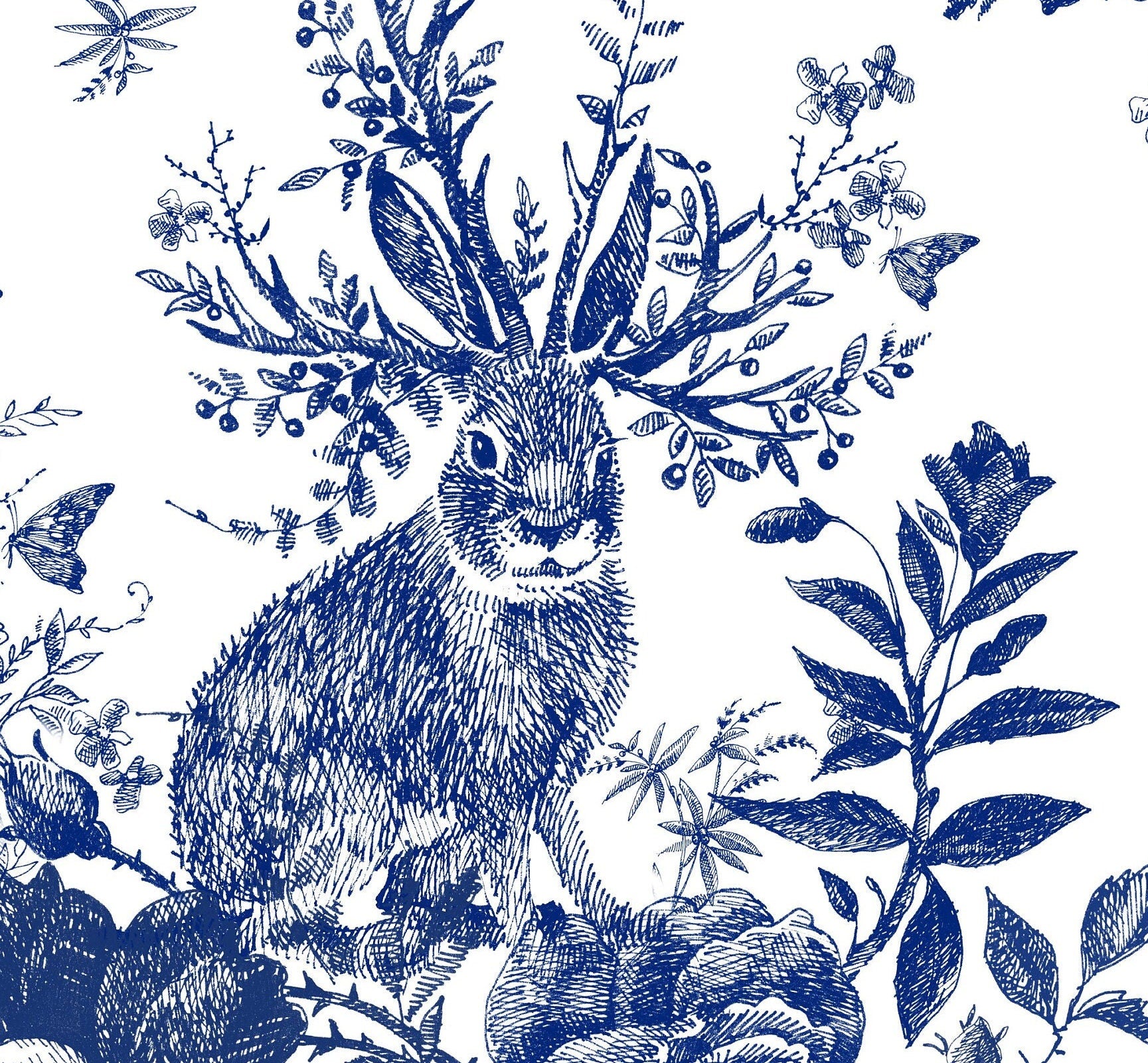 Blue Decoupage Paper for Furniture - Rice Paper Decoupage - Large Decoupage Paper Vintage - Rabbit Decoupage
