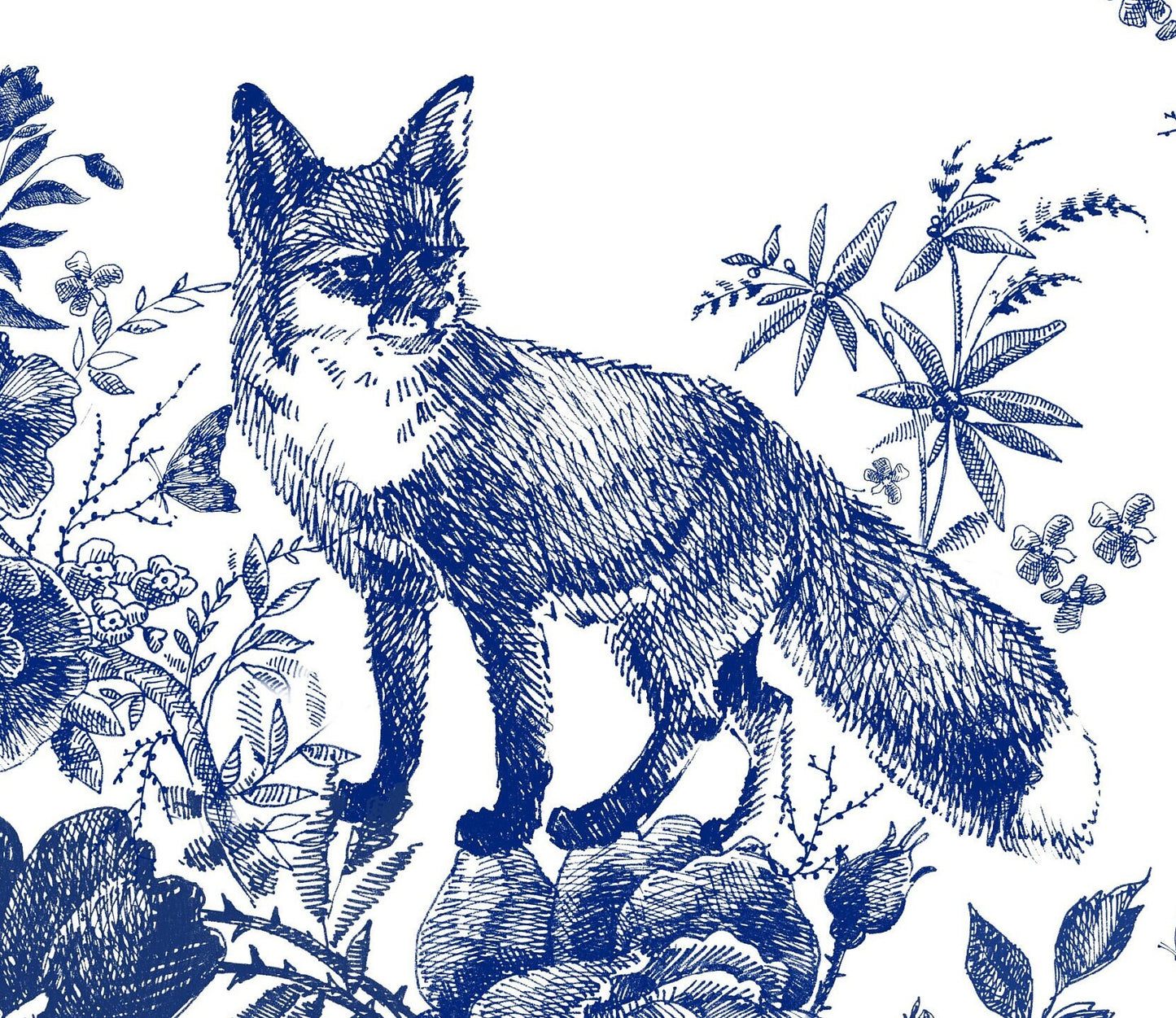 Blue Decoupage Paper for Furniture - Rice Paper Decoupage - Large Decoupage Paper Vintage - Fox Decoupage