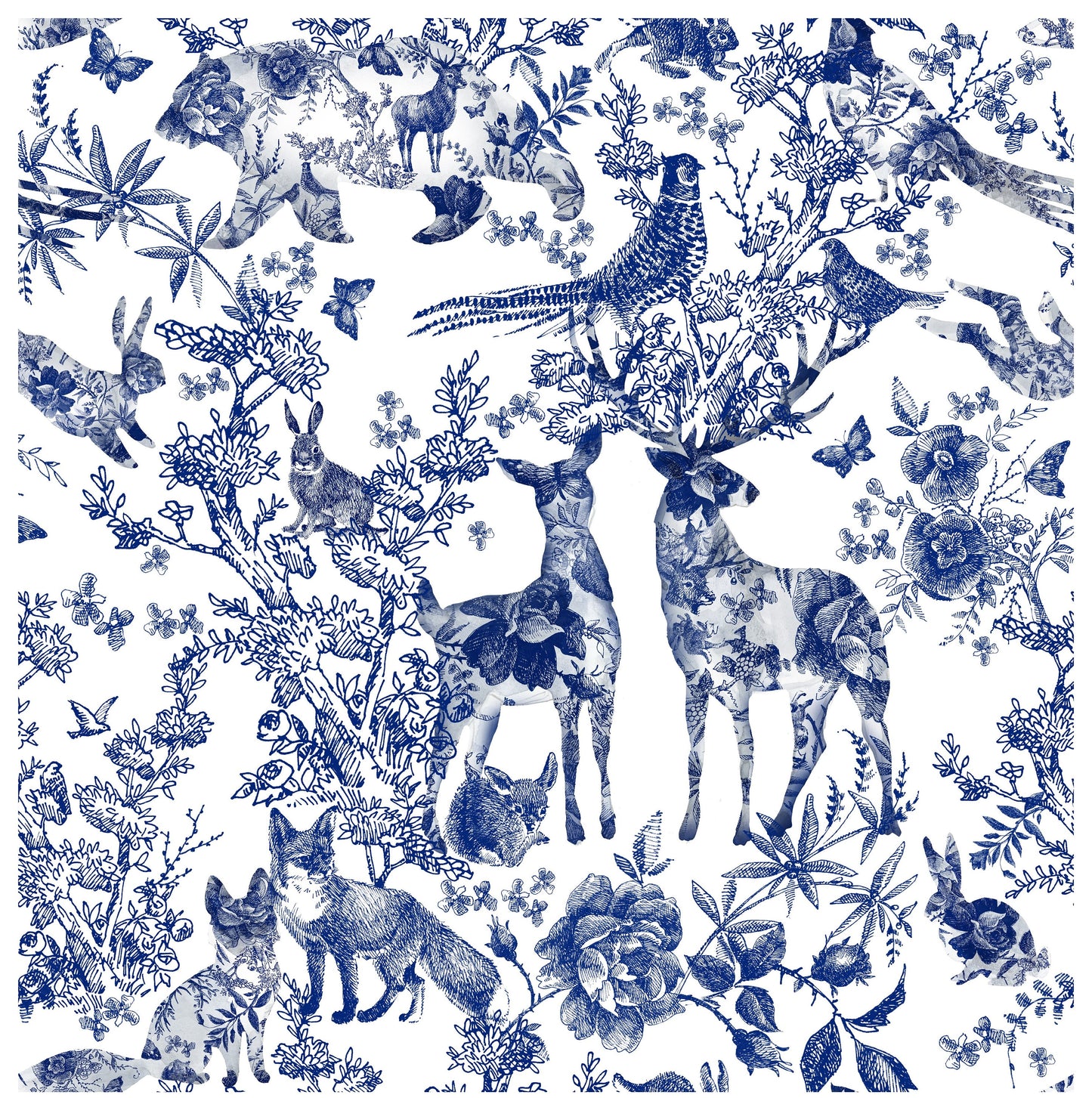 deer and bird decoupage paper