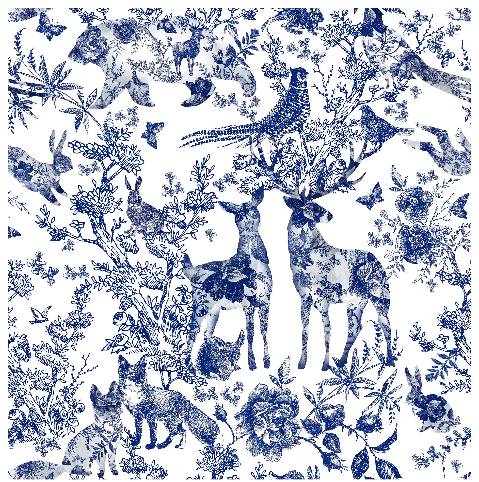 deer and bird decoupage paper