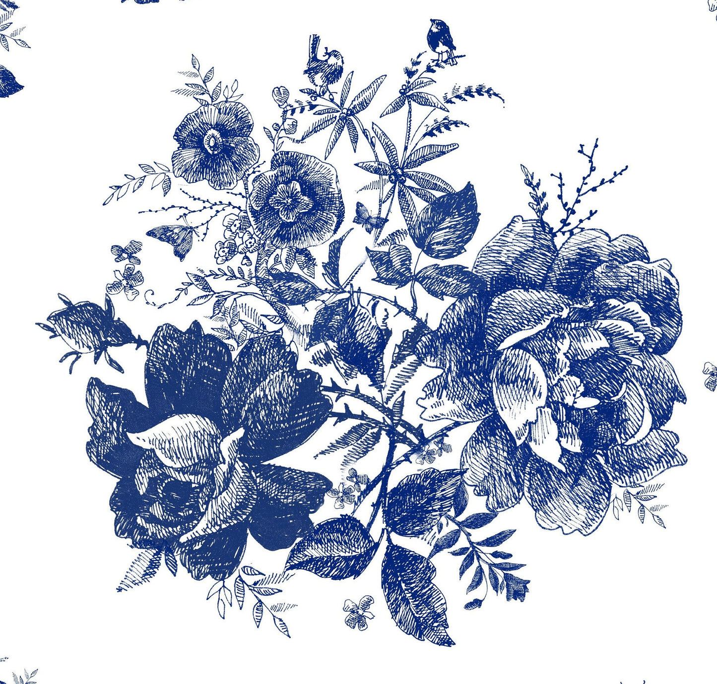 Blue Decoupage Paper for Furniture - Rice Paper Decoupage - Large Decoupage Paper Vintage - Roses Decoupage