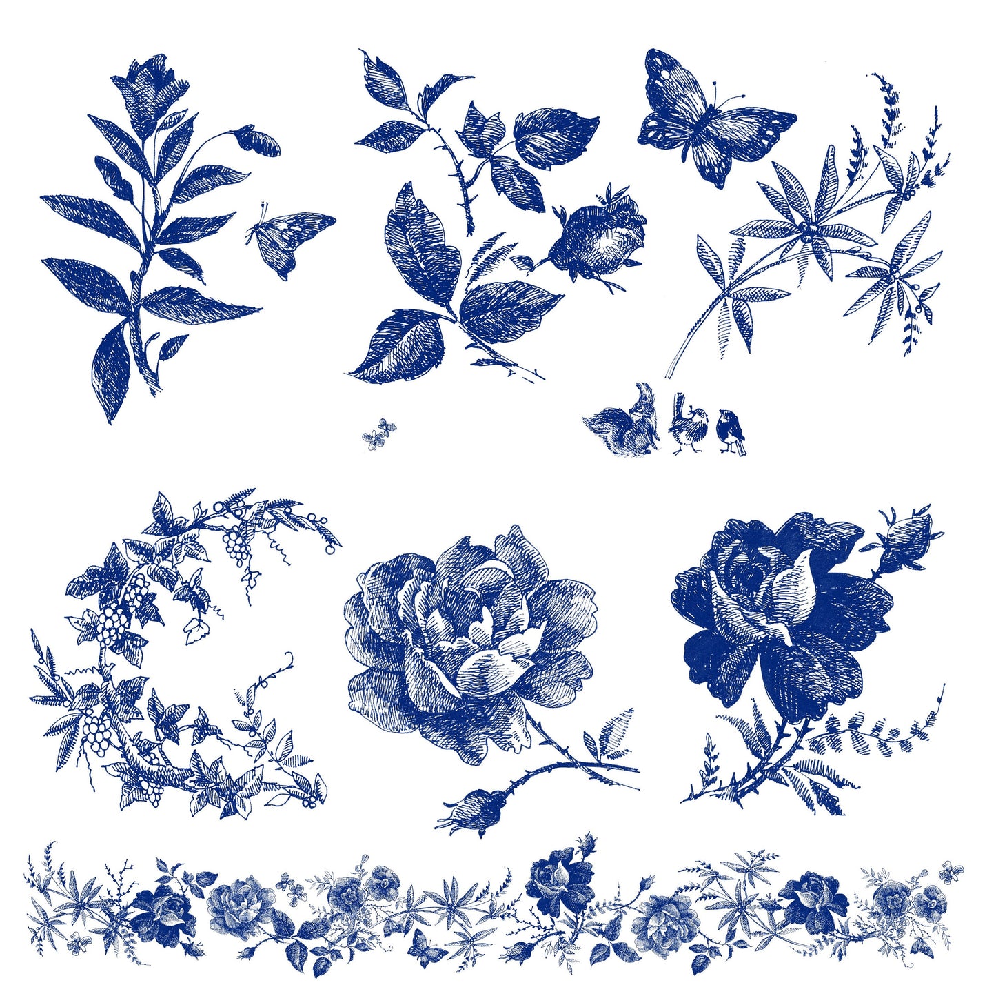 blue floral decoupage rice paper
