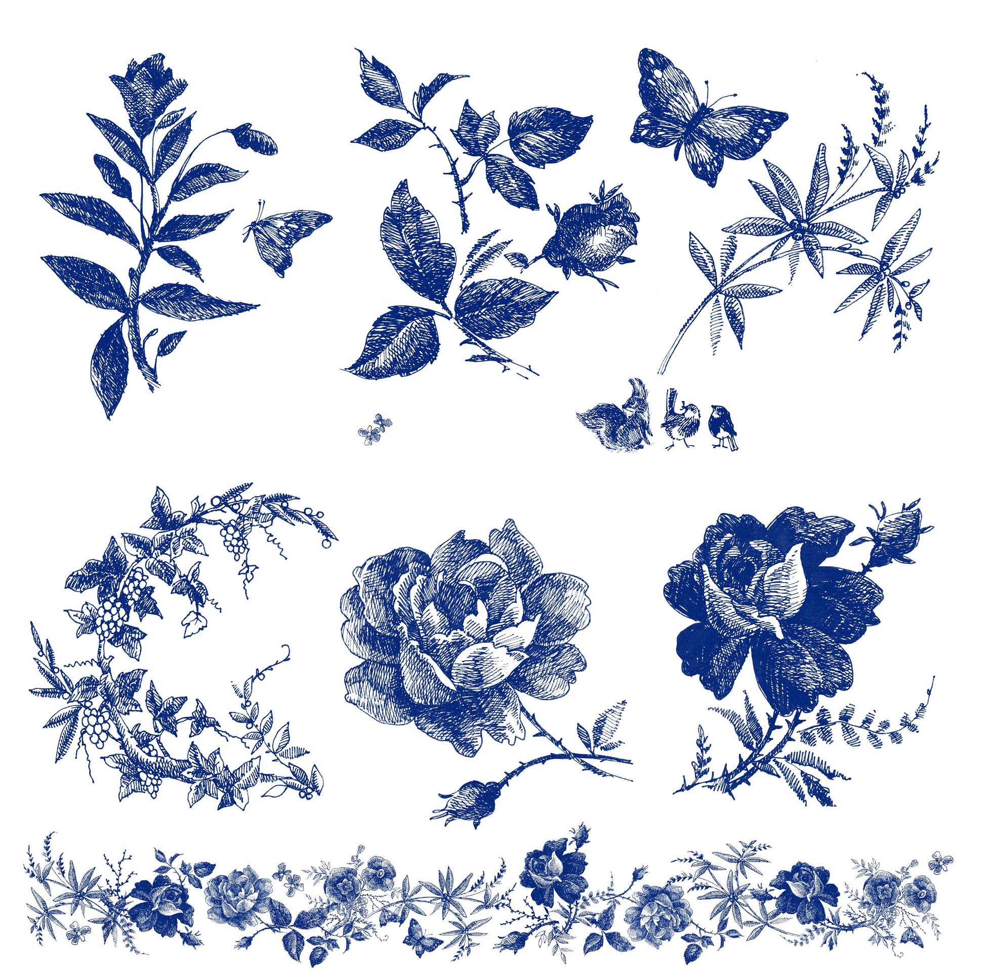 blue floral decoupage rice paper