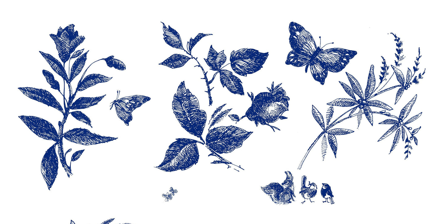 Blue Decoupage Paper for Furniture - Rice Paper Decoupage - Large Decoupage Paper Vintage - Flowers Decoupage