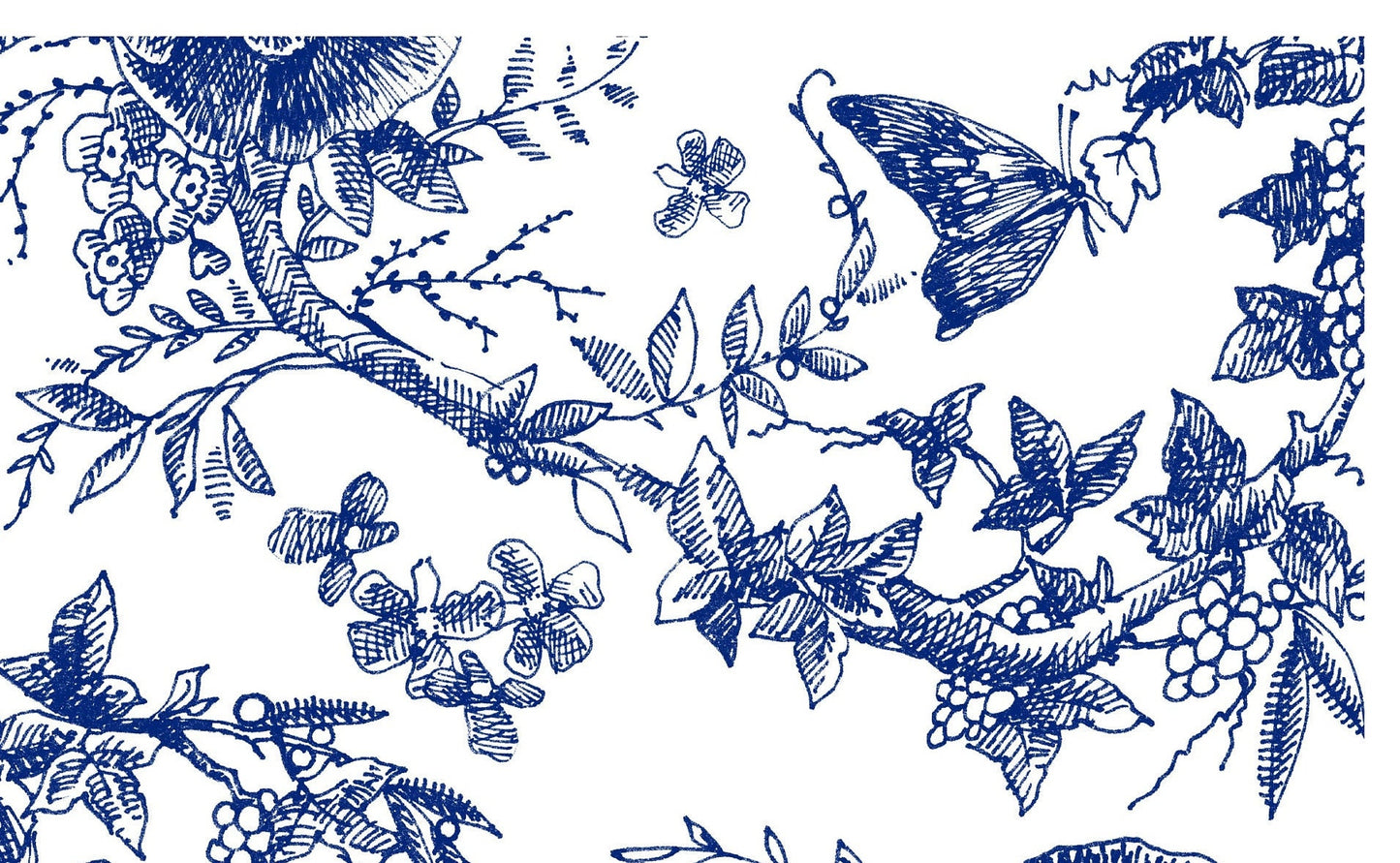 Blue Decoupage Paper for Furniture - Rice Paper Decoupage - Large Decoupage Paper Vintage - Flowers & Butterfly Decoupage