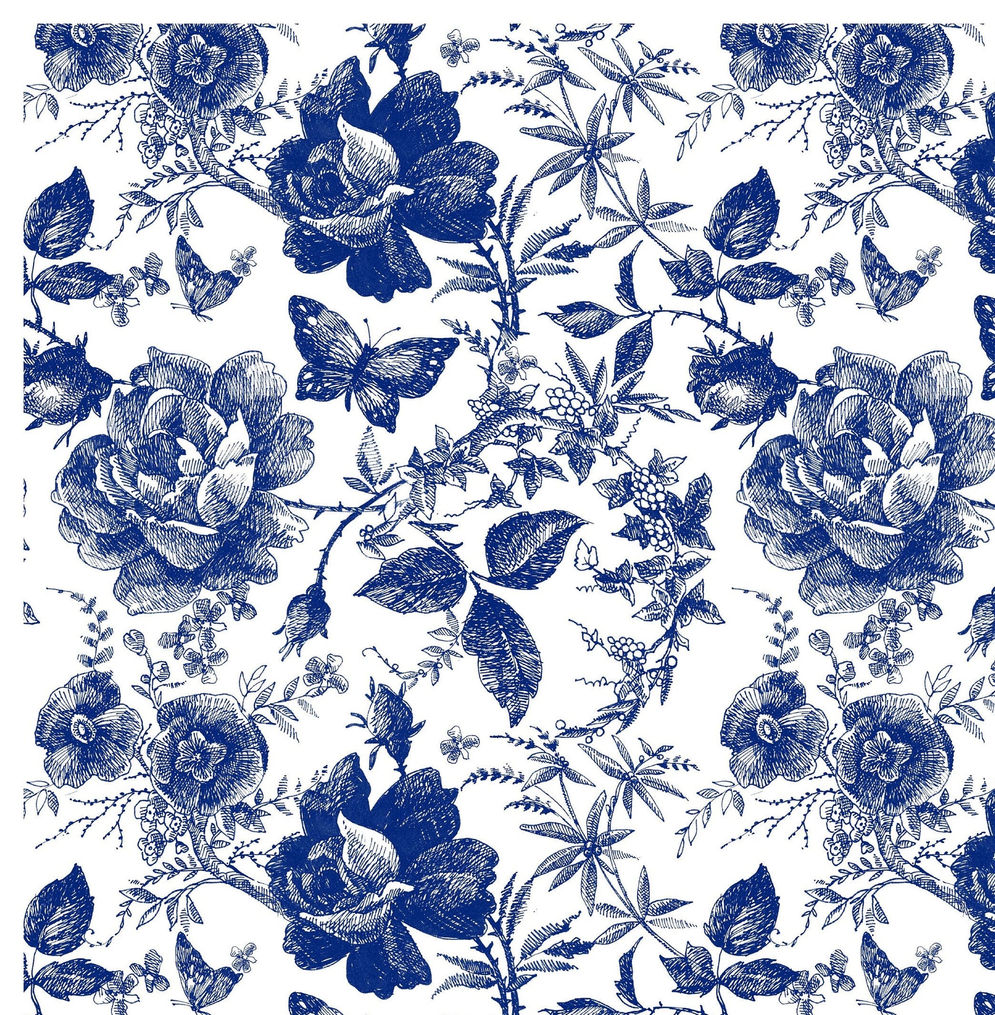 Blue Roses Rice Paper Decoupage – Vintage Floral Furniture Paper