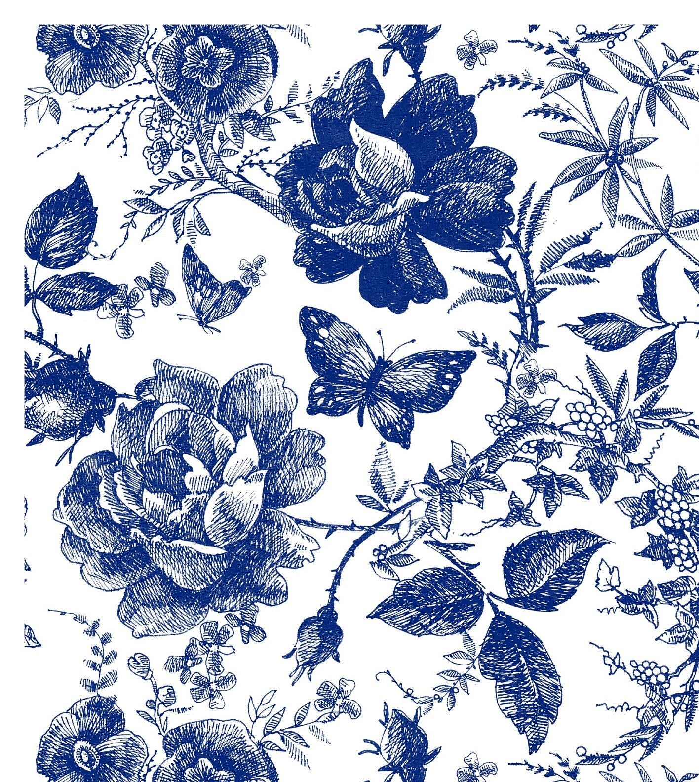 Blue Roses Rice Paper Decoupage – Vintage Floral Furniture Paper