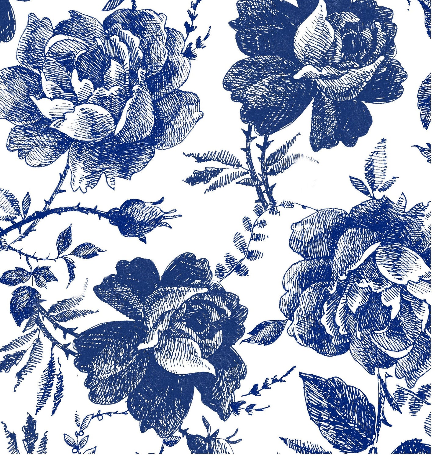 Blue Decoupage Paper for Furniture - Rice Paper Decoupage - Large Decoupage Paper Vintage - Roses Decoupage