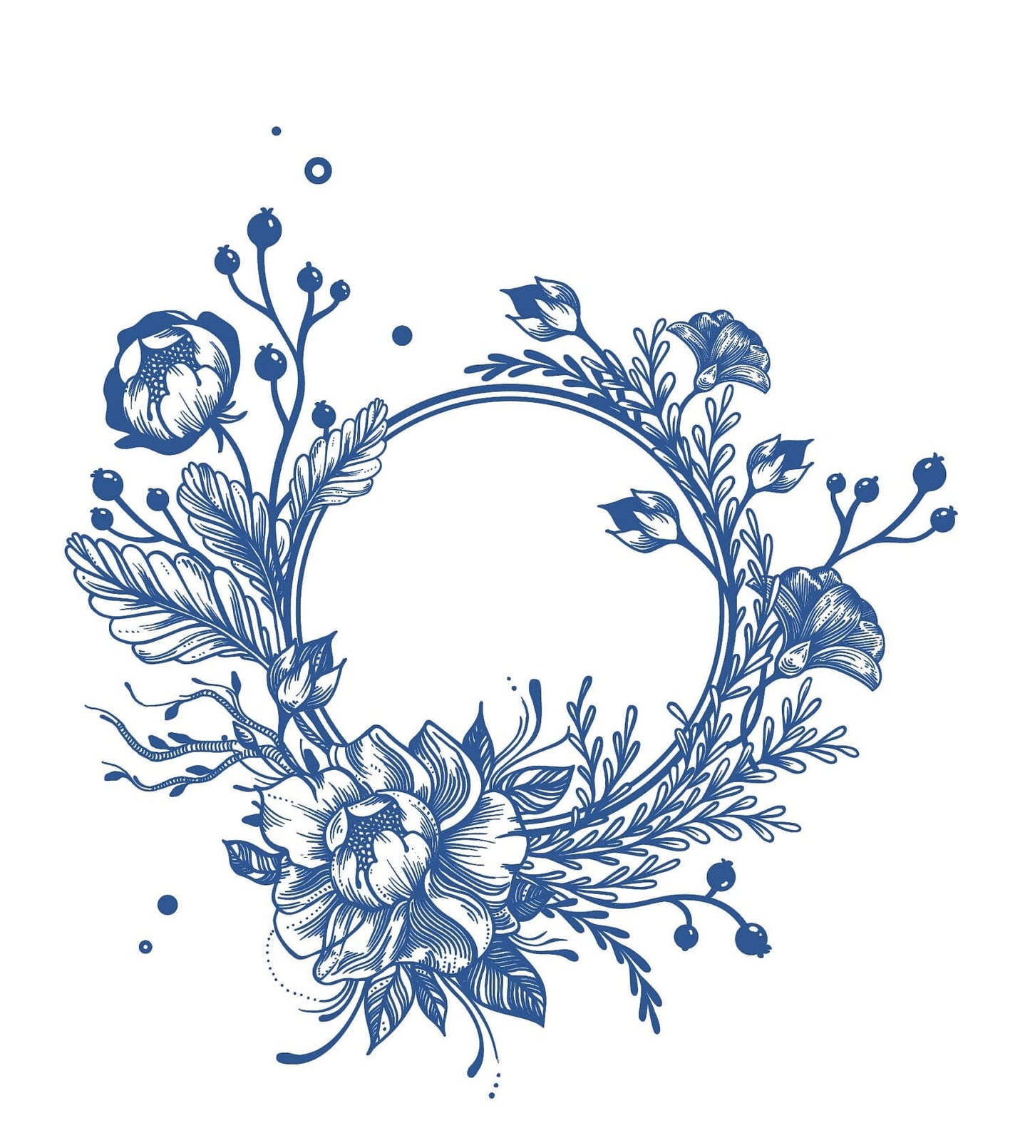 Blue Decoupage Paper for Furniture - Rice Paper Decoupage - Large Decoupage Paper Vintage - Wreath Decoupage