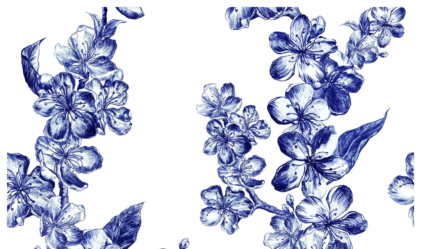 Blossom Blue Decoupage Paper for Furniture - Rice Paper Decoupage - Large Decoupage Paper Vintage - Flowers Decoupage