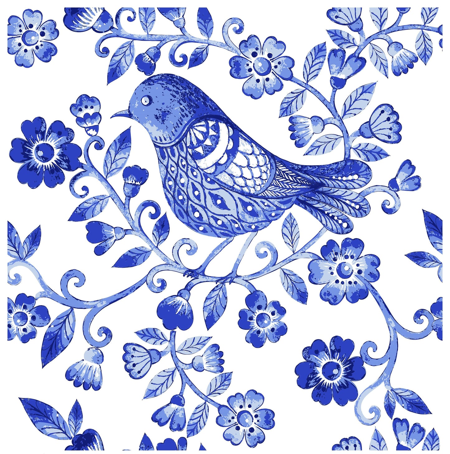 Blue Bird Decoupage Paper for Furniture - Rice Paper Decoupage - Large Decoupage Paper Vintage - Flowers and Bird Decoupage
