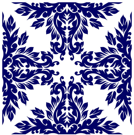 Blue Geometric Illustrations Decoupage Paper for Furniture - Large Rice Paper Decoupage - Vintage Patterns for Decoupage