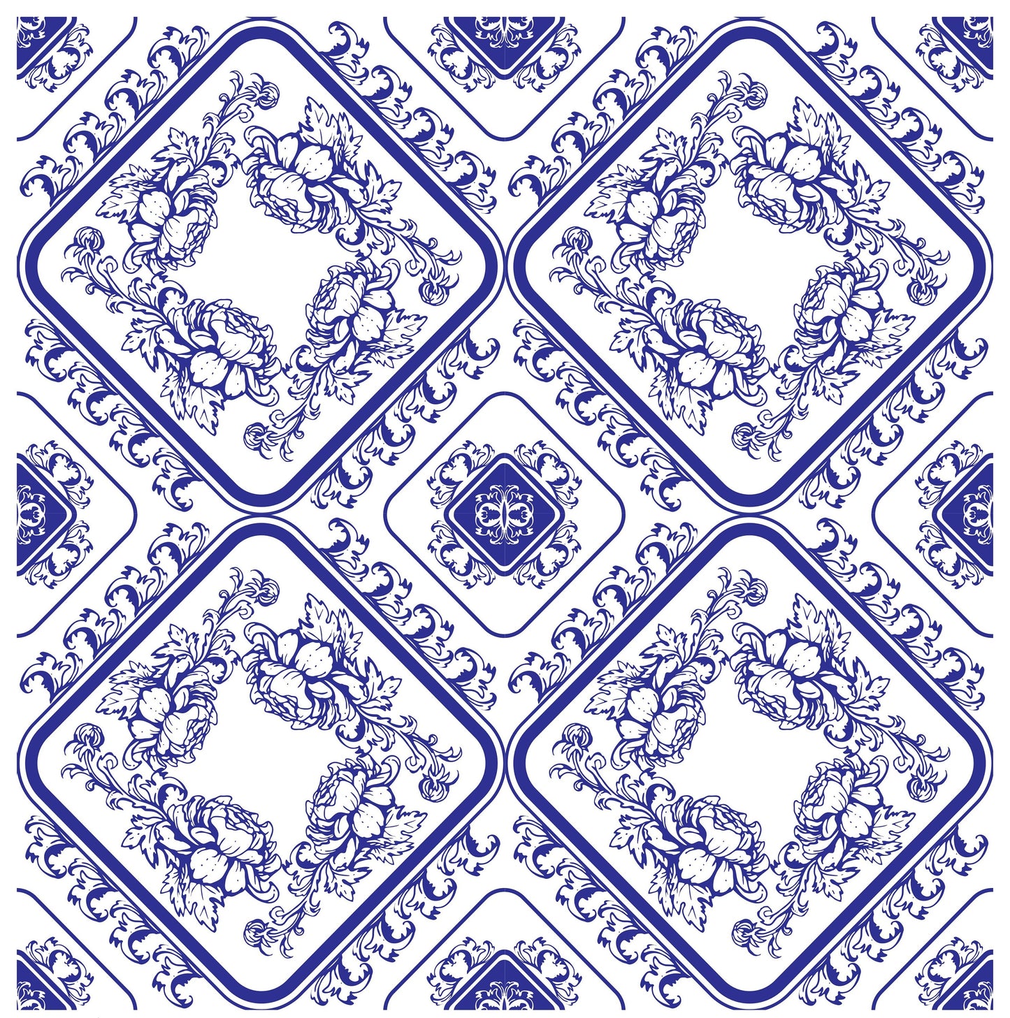 Blue Geometric Illustrations Decoupage Paper for Furniture - Large Rice Paper Decoupage - Vintage Patterns for Decoupage