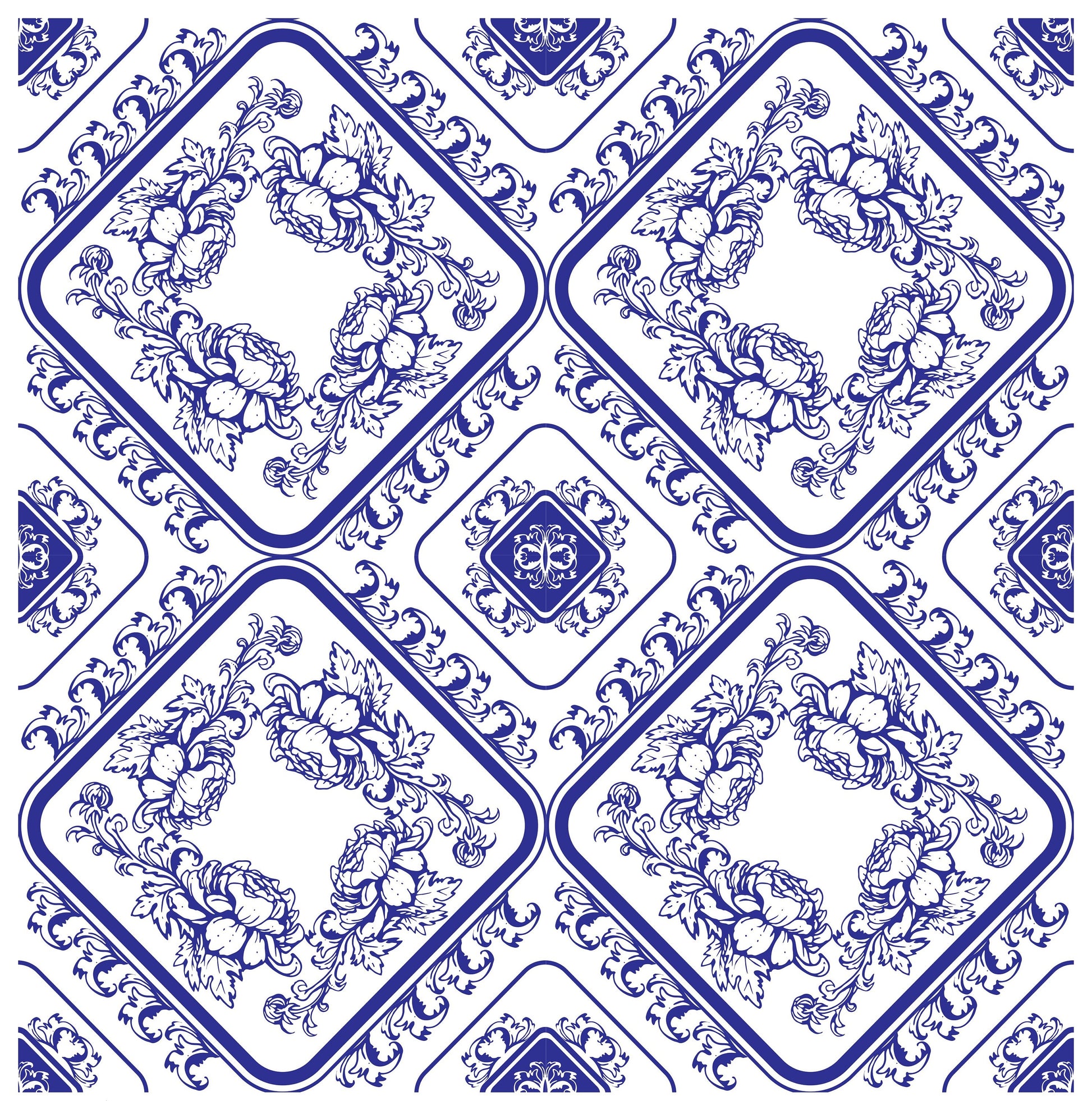 Blue Geometric Illustrations Decoupage Paper for Furniture - Large Rice Paper Decoupage - Vintage Patterns for Decoupage
